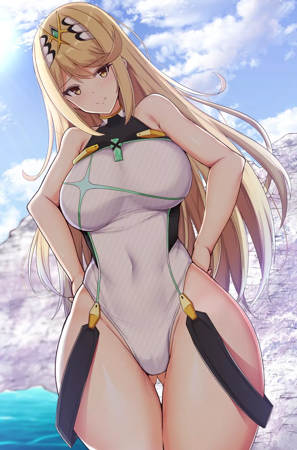 Mythra Highleg At The Beach (Noeomi) [Xenoblade] posted by sequence_string