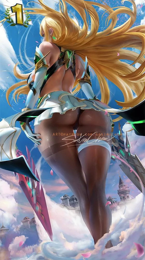 Mythra's victory pose (Sakimichan) [Xenoblade] posted by BruhSoundEffect1