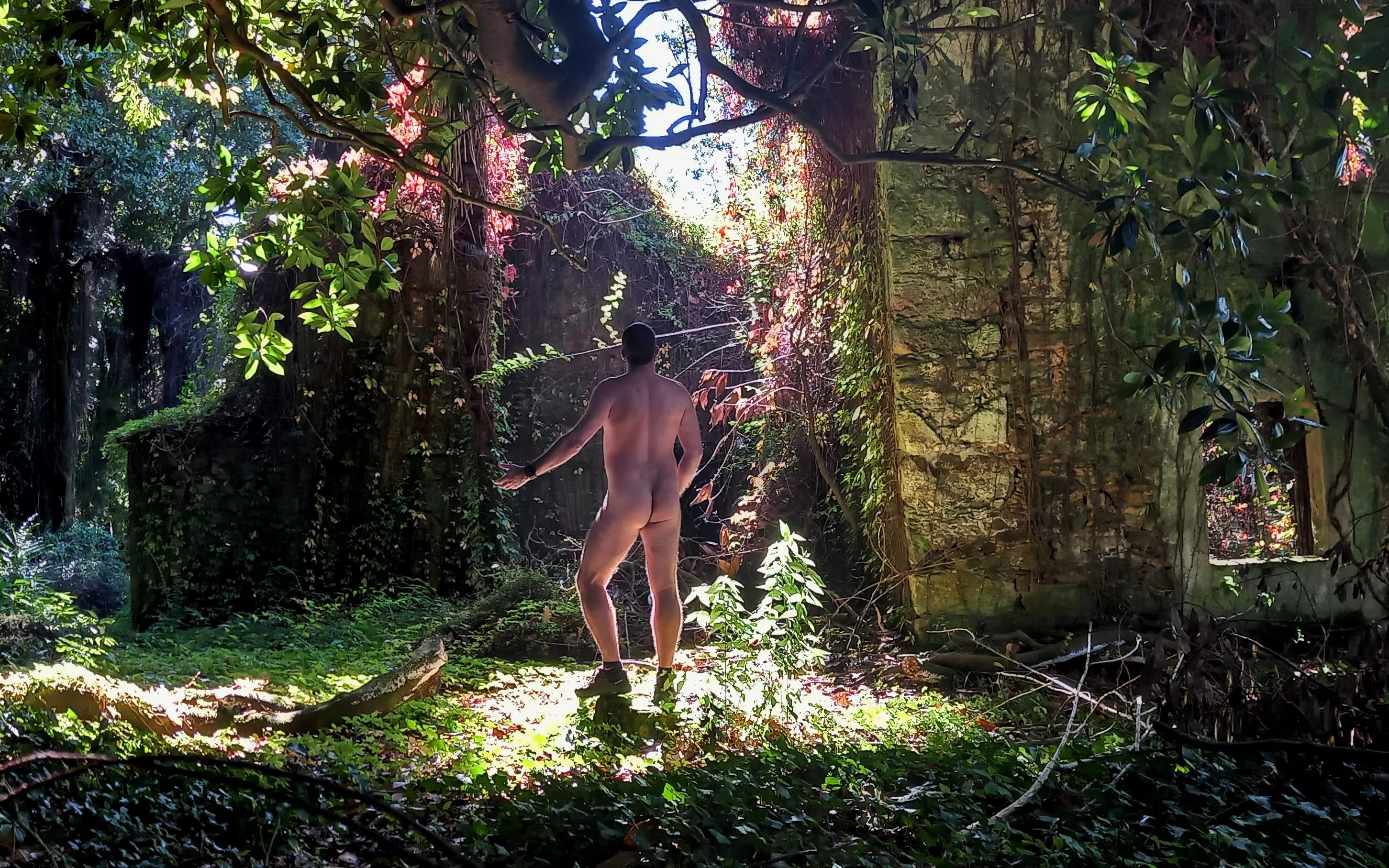 Naked in abandoned house. Urbex sunlights posted by nakedbodyworld