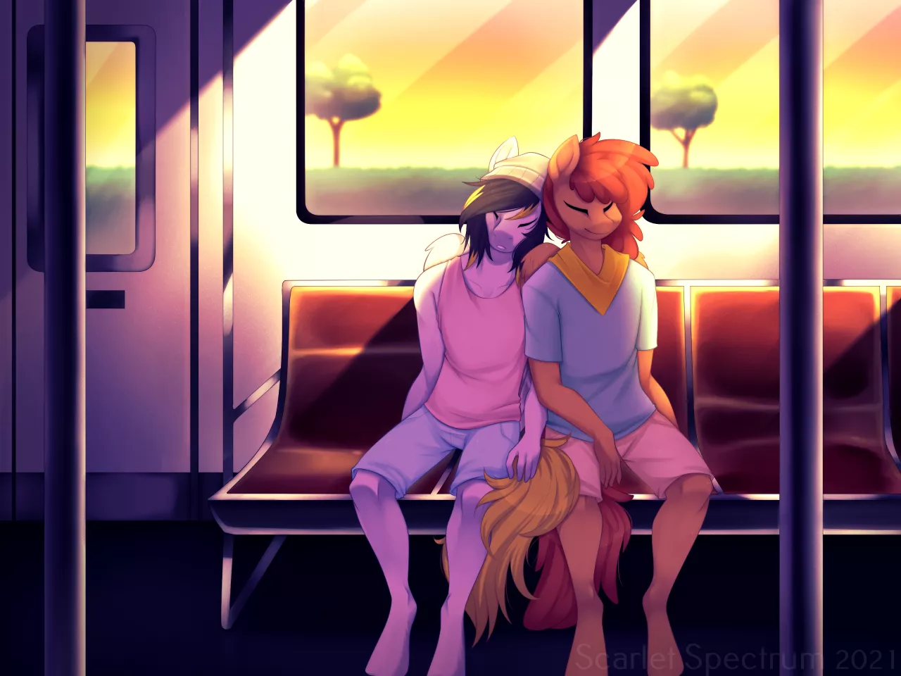 Napping on the train (Commission) posted by ScarletSpectrum