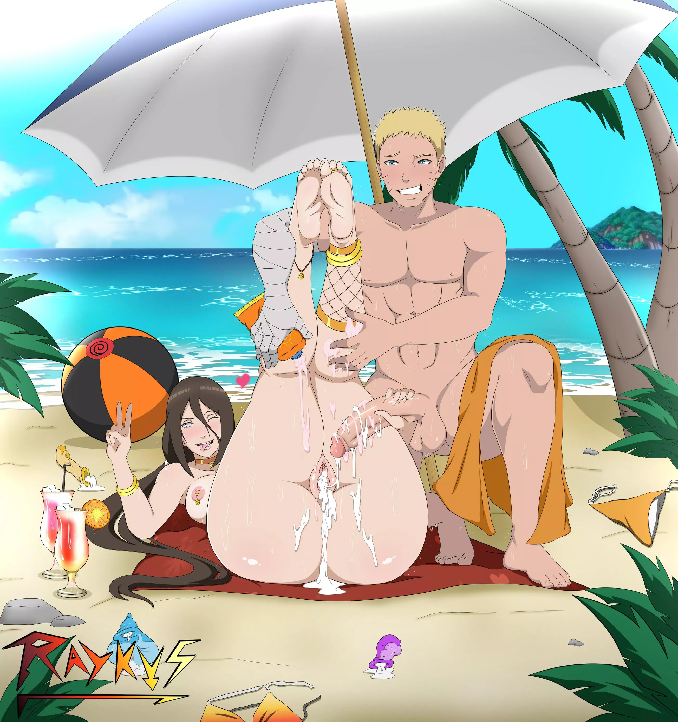 Naruto and Hanabi on the beach posted by hectorbodkee