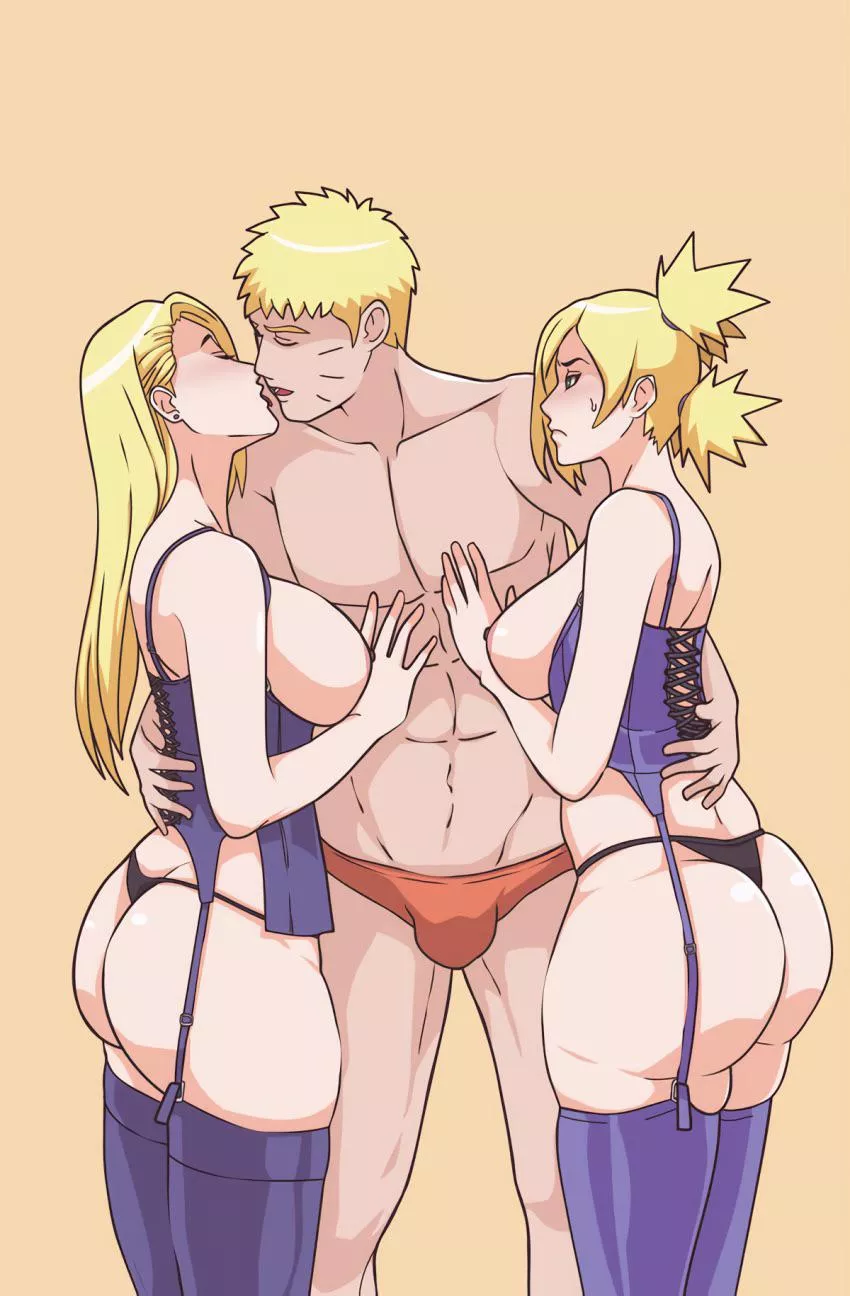 Naruto making out with Ino and Temari posted by Rahdx