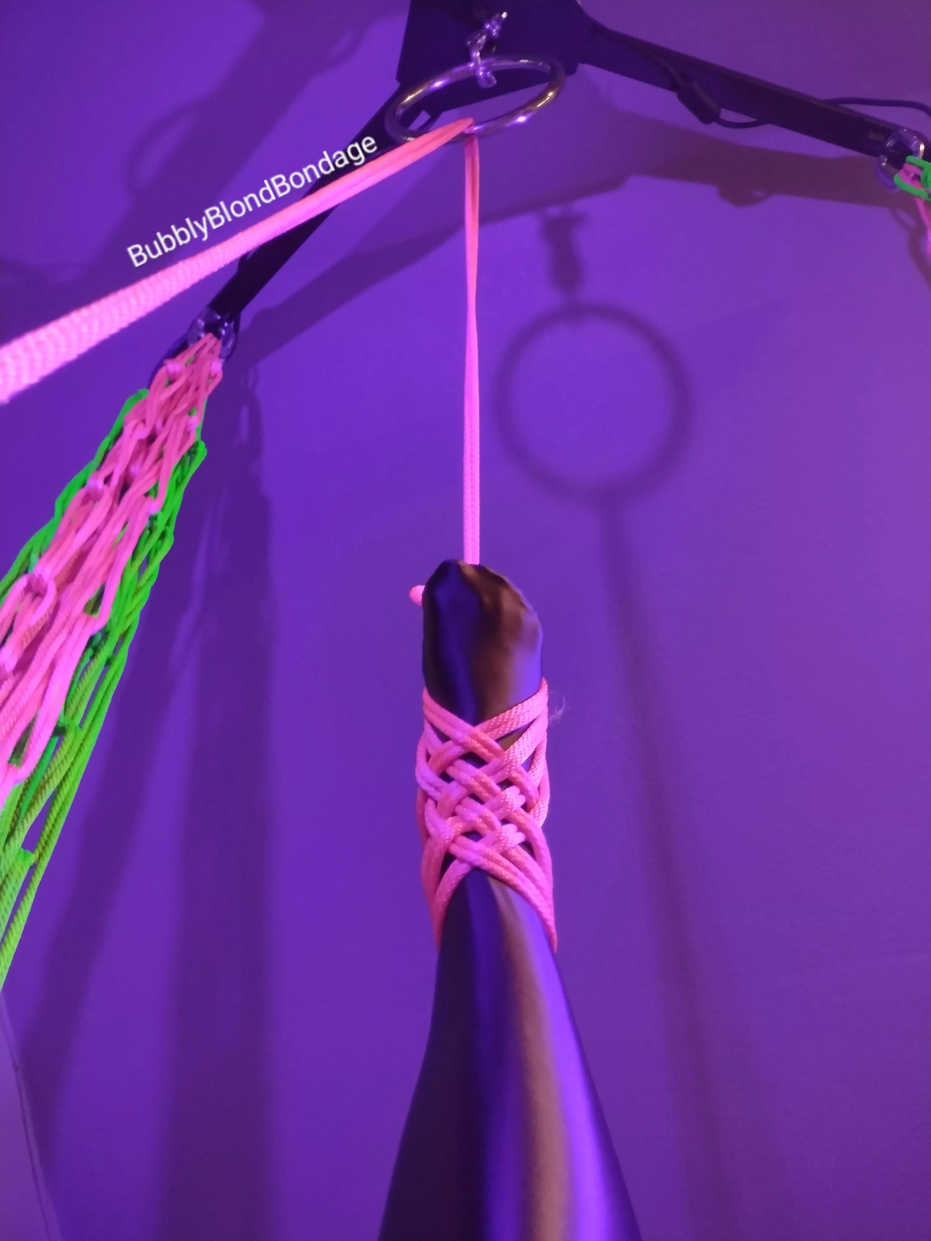 Neon ropes and black lights! What a fun combination! posted by BubblyBlondBondage