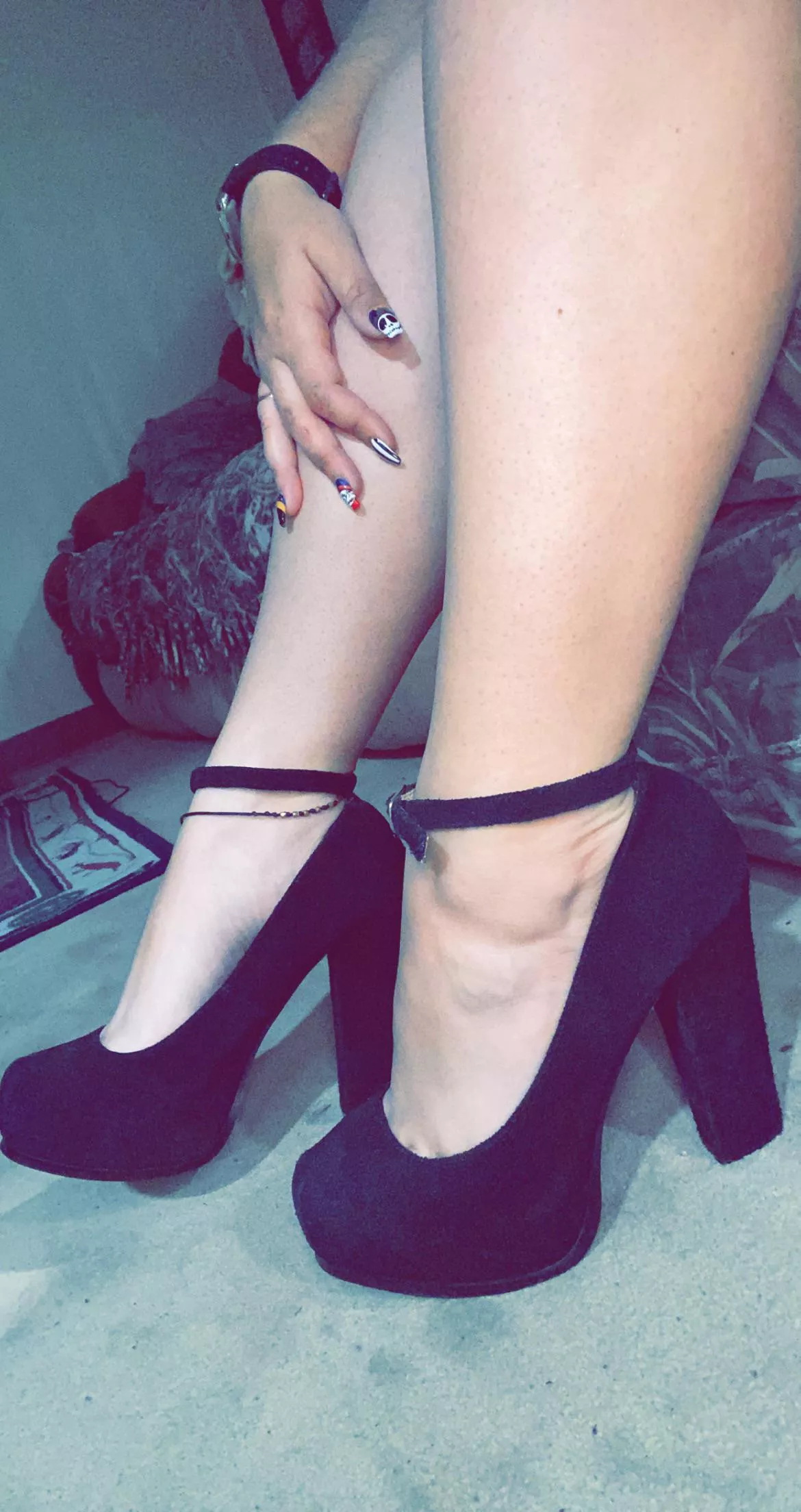 New heels 🖤 what do you think? 😋 posted by Amylouwho09