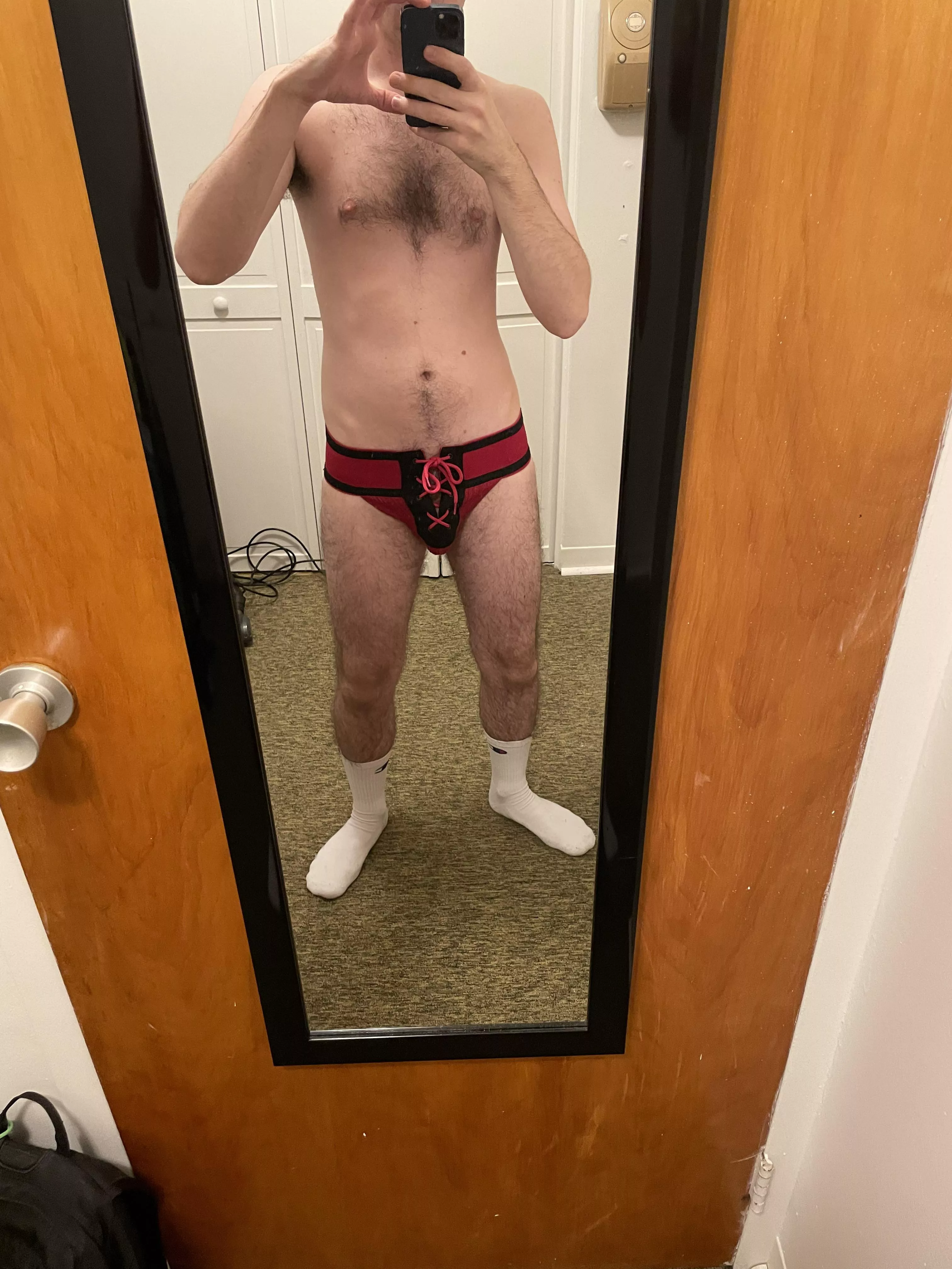 new jockstrap. who is coming to unlace it and suck me off posted by joe22555