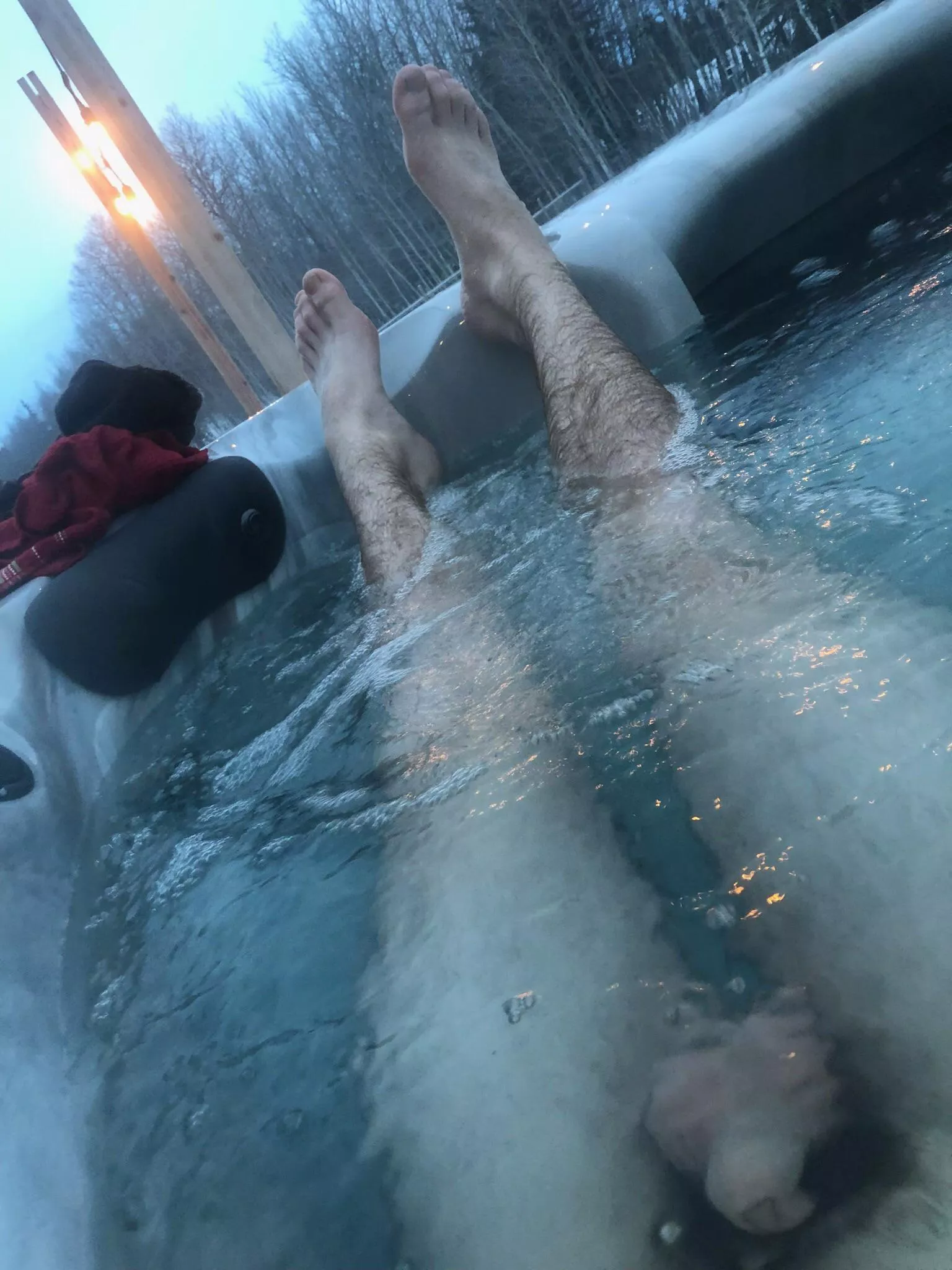 Nice warm hot tub on a cold feels nice posted by natural_nude785