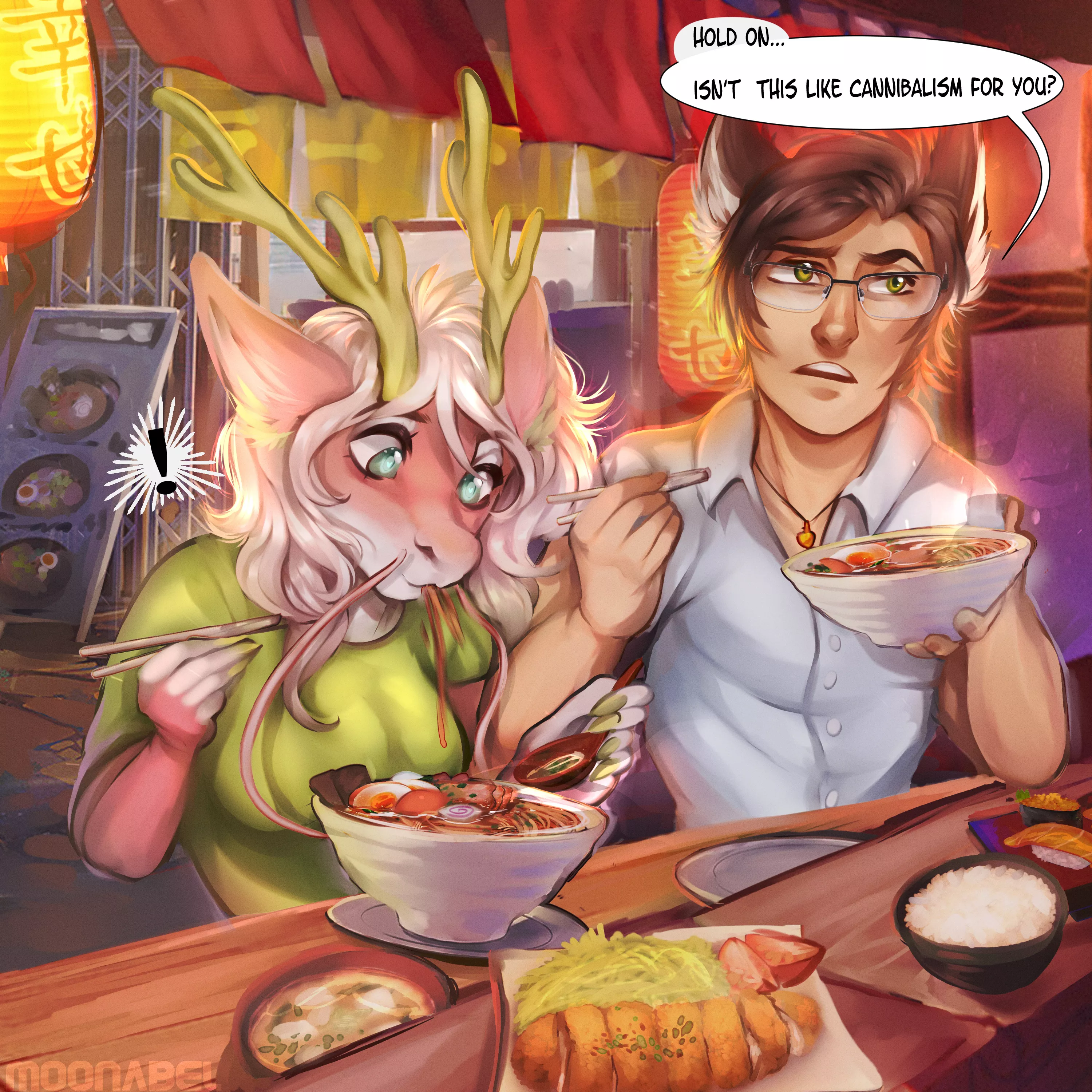 Noodle shop commission! art by me @moonabel on FA <3 got me hungry posted by GalaxyStrip