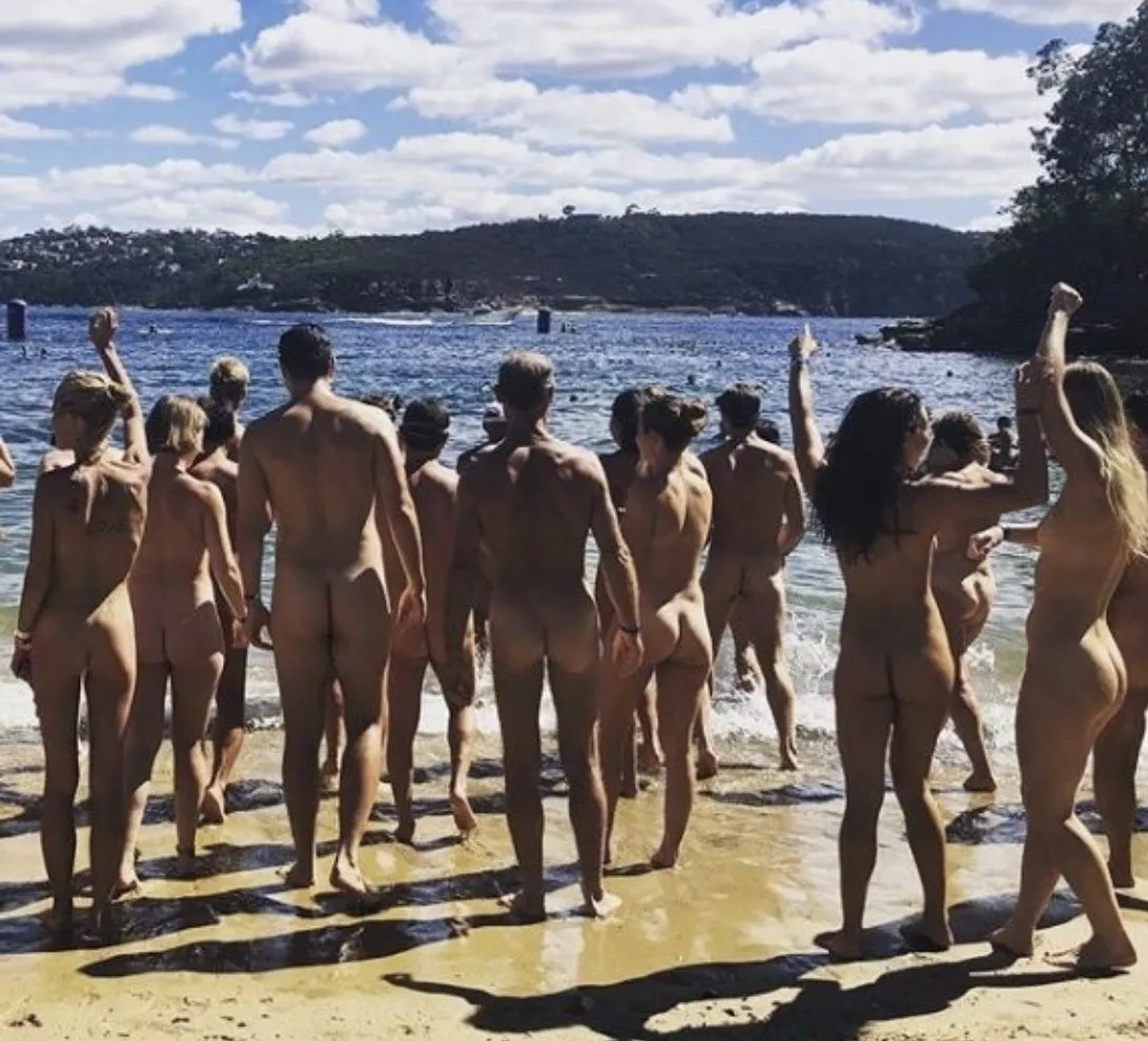 Nude Beach party (presumably Cobblers near Sydney, Australia) posted by NaturistPictures