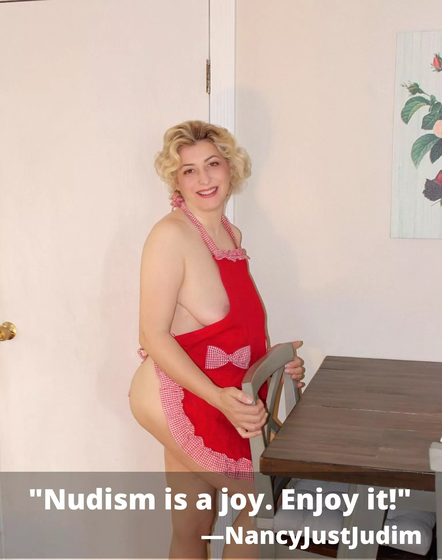 “Nudism is a joy. Enjoy it!” #NormalizingNudity posted by NancyJustNudism