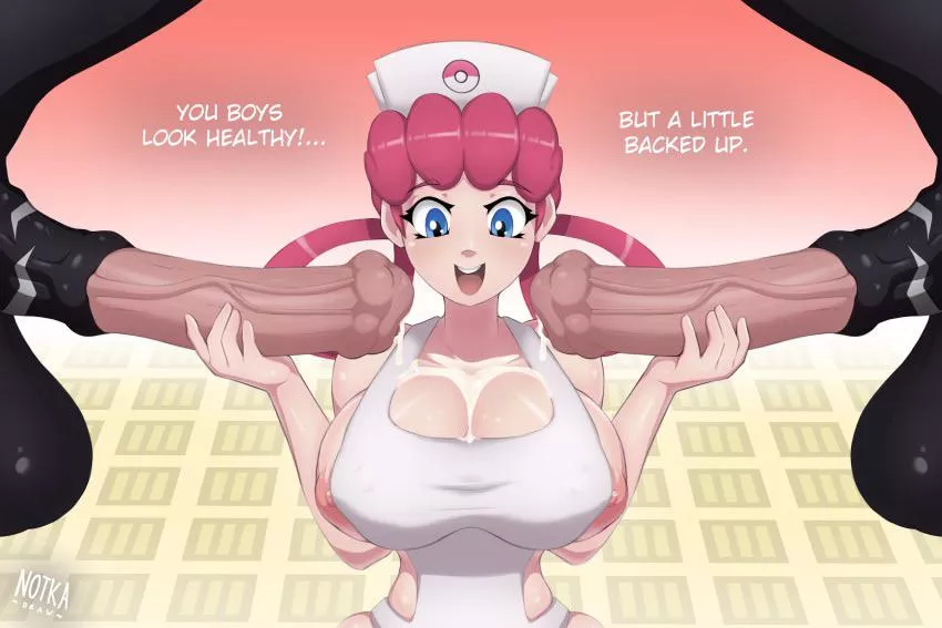 Nurse joy taking care of 2 Zebstrika cocks (notkadraw) posted by Just4Friends69