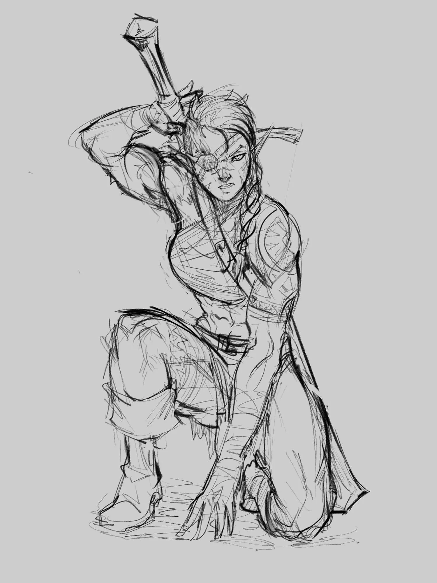 (OC) Elf Barbarian Sketch posted by SrVolk