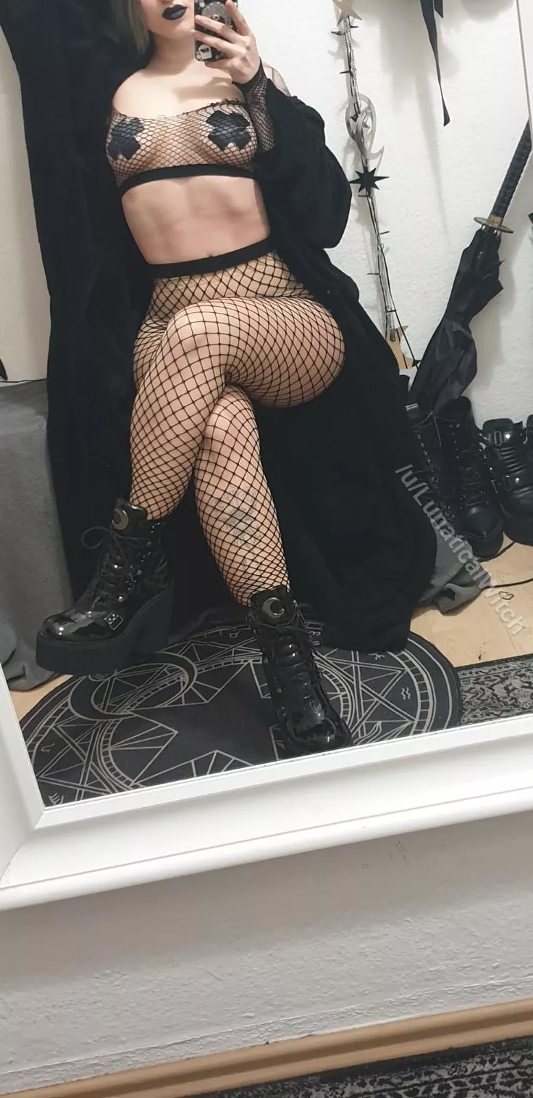 [OC] Look what fishnet caught today. - A hot goth girl. posted by LunaticalWitch