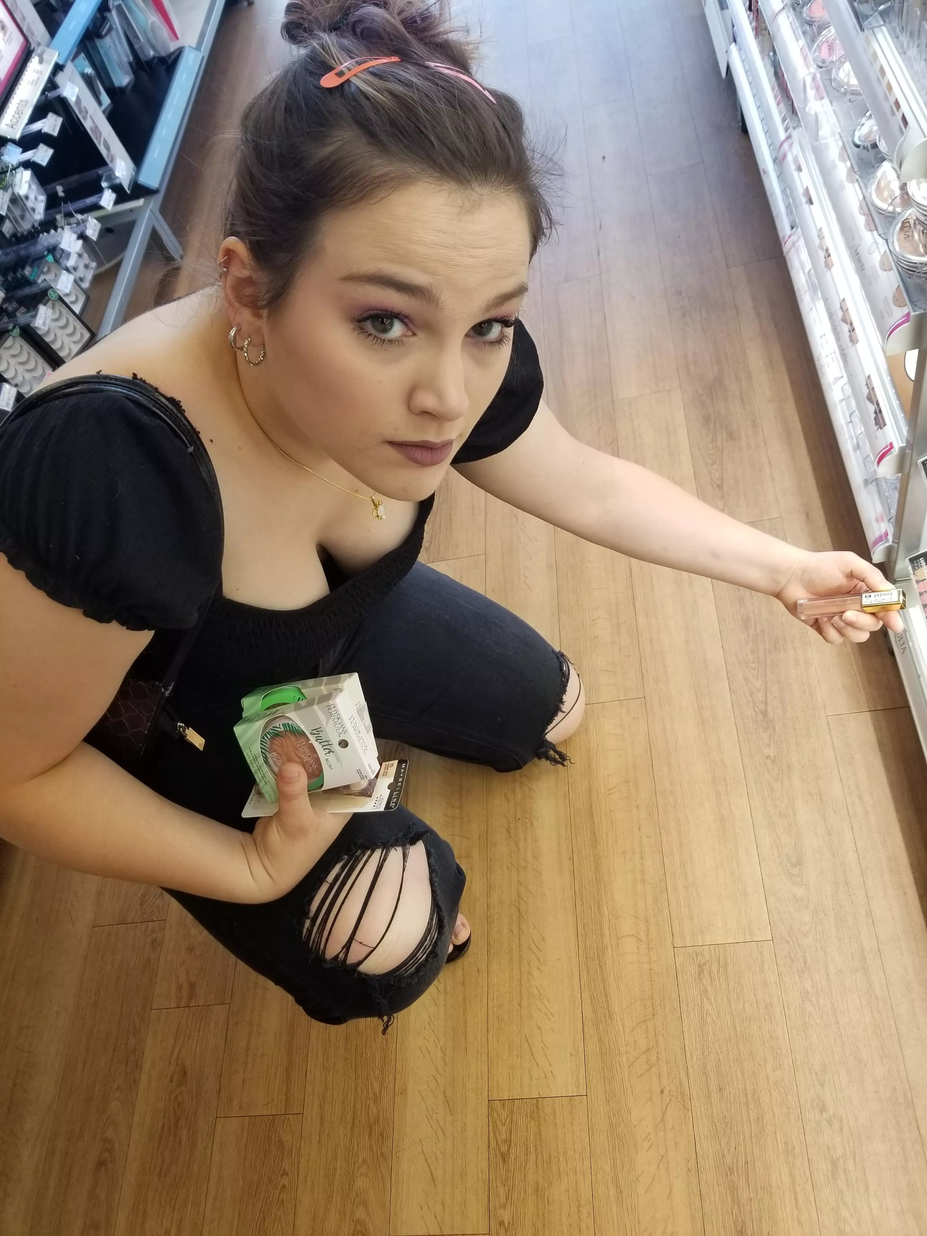 [OC] my beautiful [F]25 wife picking out her makeup. Hope you enjoy! posted by darlingnikki96_owner