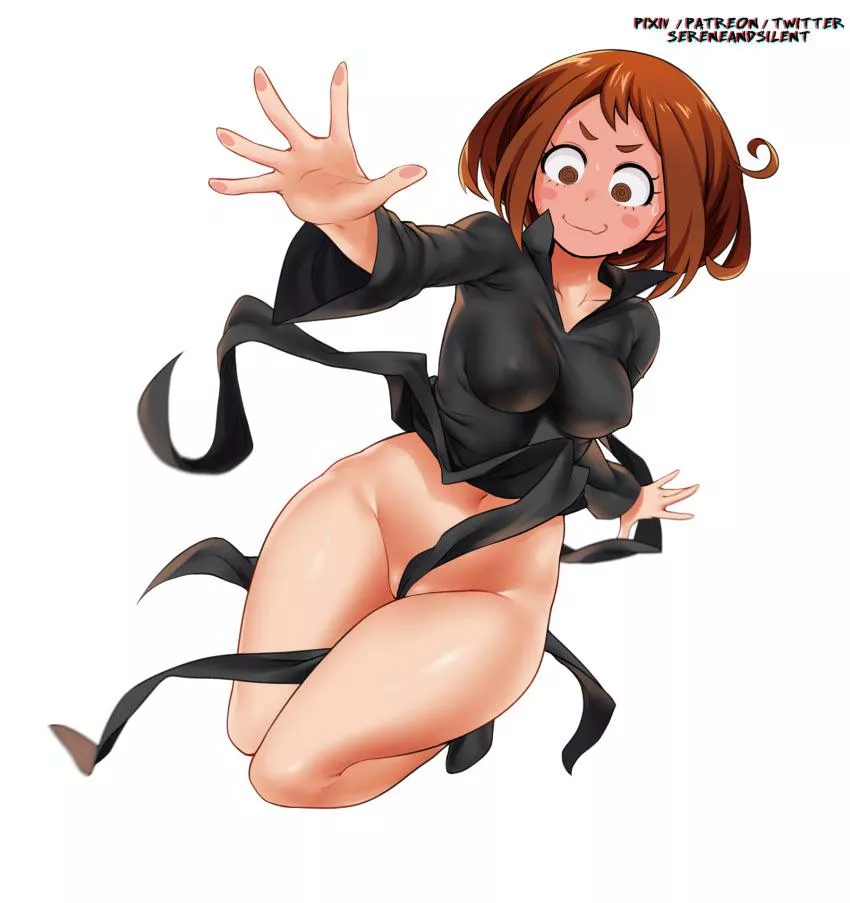 Ochaco uraraka in tatsumaki’s clothes (sereneandsilent) [My Hero Acadamia] posted by Dr_Rundungeon