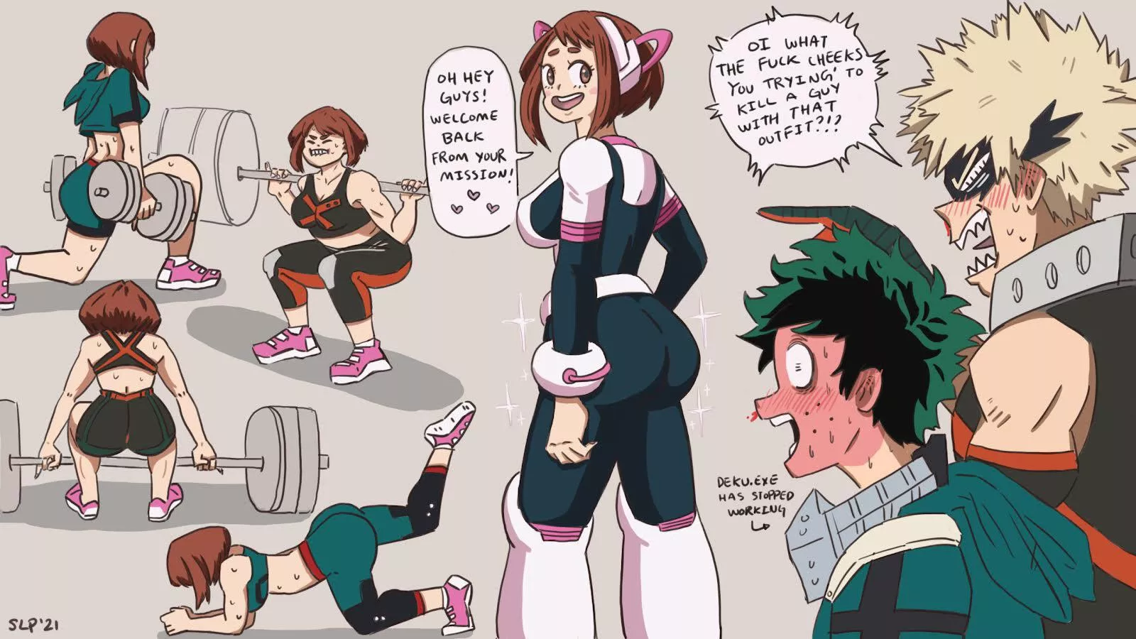 Ochako gets results at the gym posted by sillylittlepets