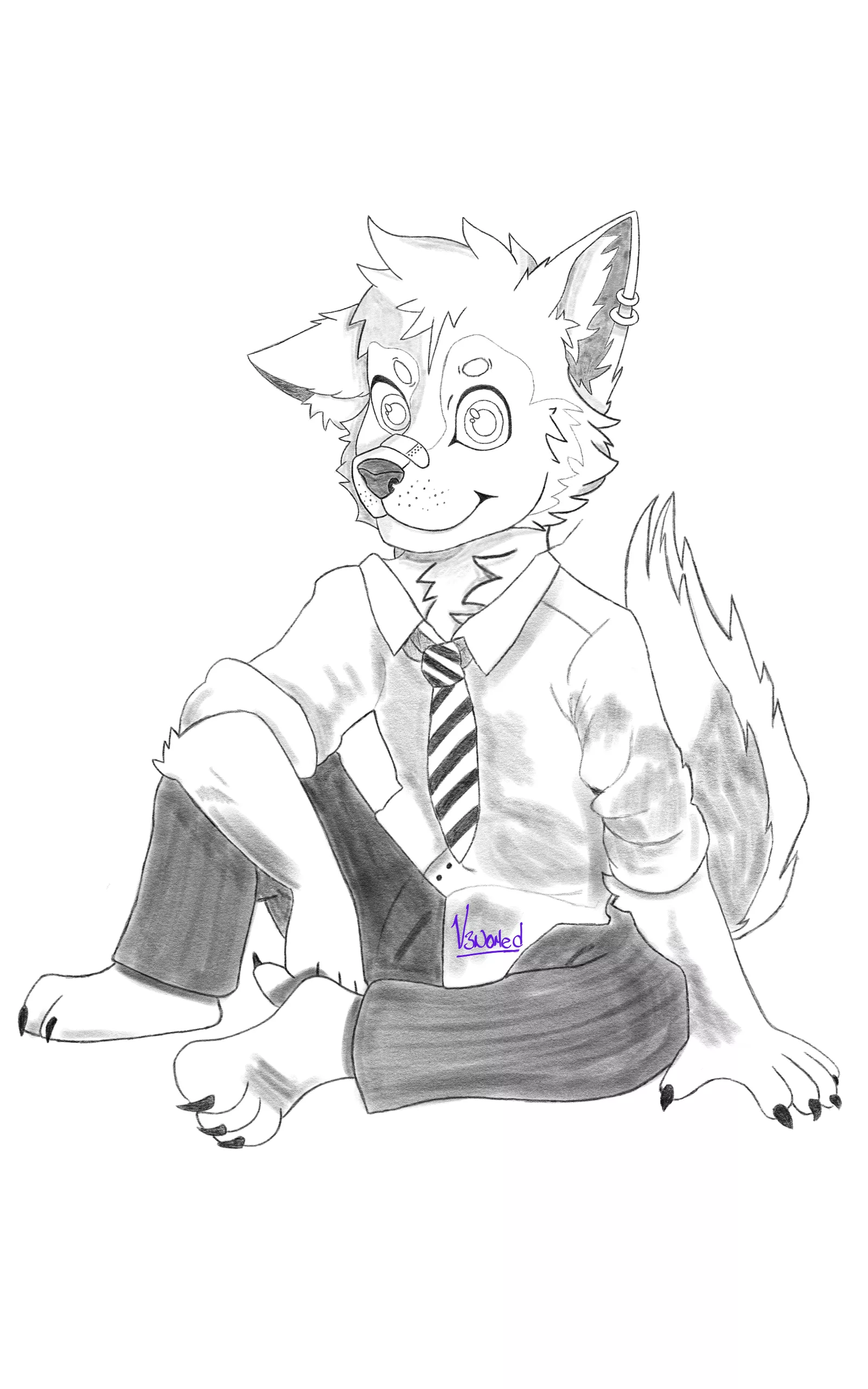 Office boy (pencil, b/w) by V3nomEd posted by v3nomEd