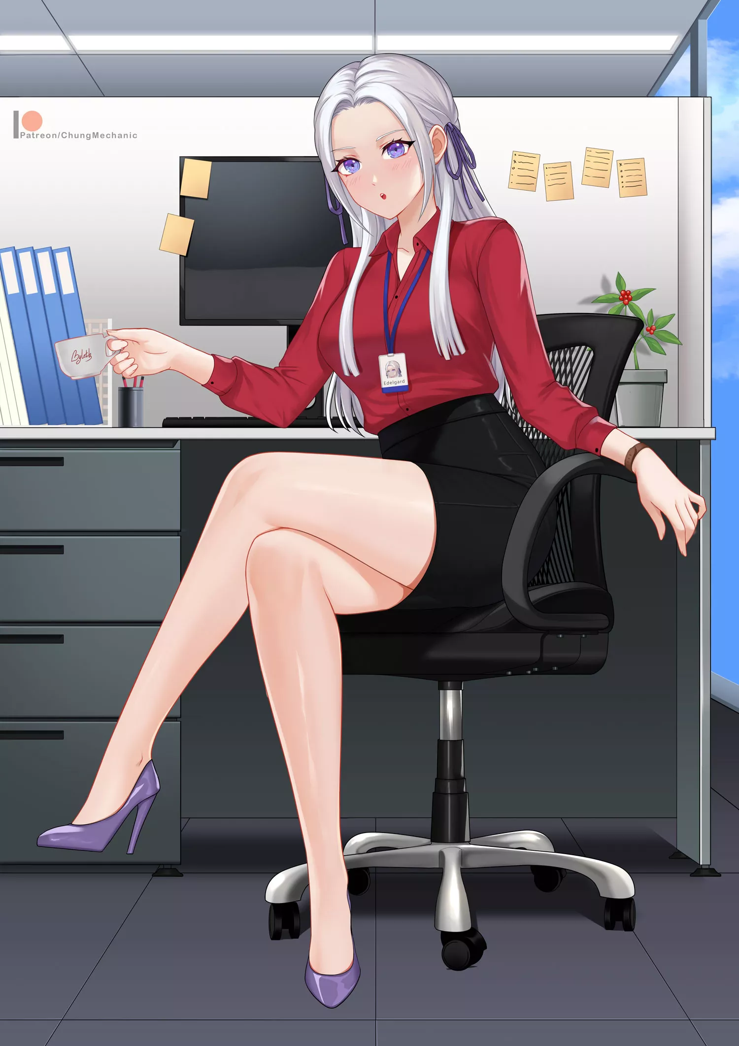 Office Lady Edelgard (ChungMechanic) [Fire Emblem] posted by definitelynotaiko