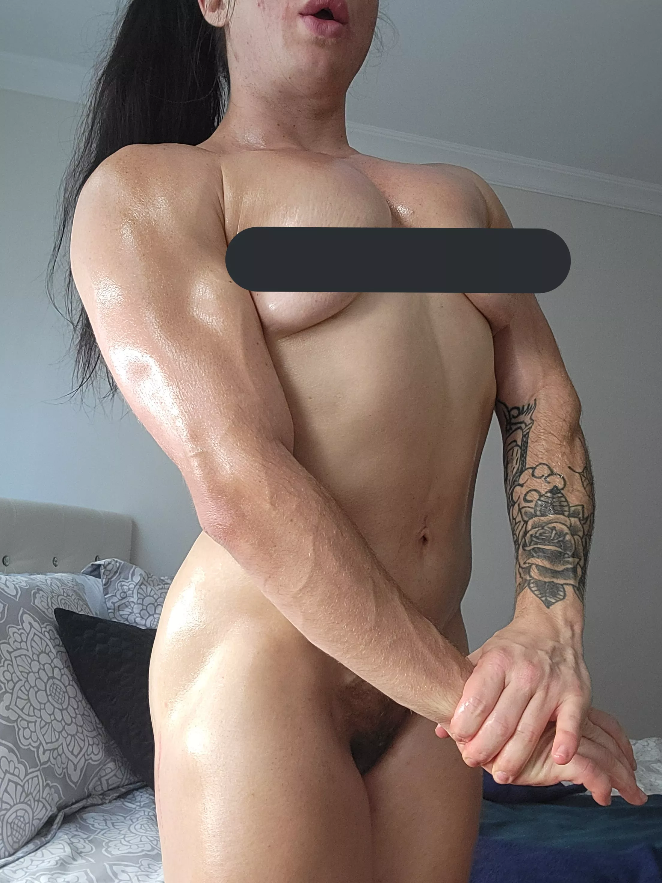 Oiled and hairy bush posted by fitbeastgoddess_vip