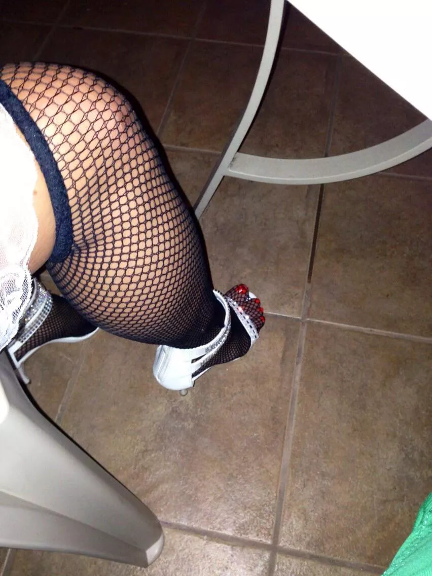 Only way hubby will allow me to cover my feet and legs are with fishnet stockings. Closed toed heels aren’t allowed in our house posted by Princessmilffeet