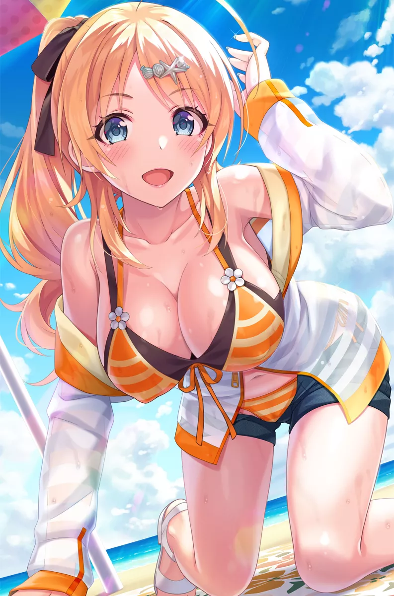 Orange you glad you're at the beach with Meguru? [Idolmaster Shiny Colors] posted by chilidirigible