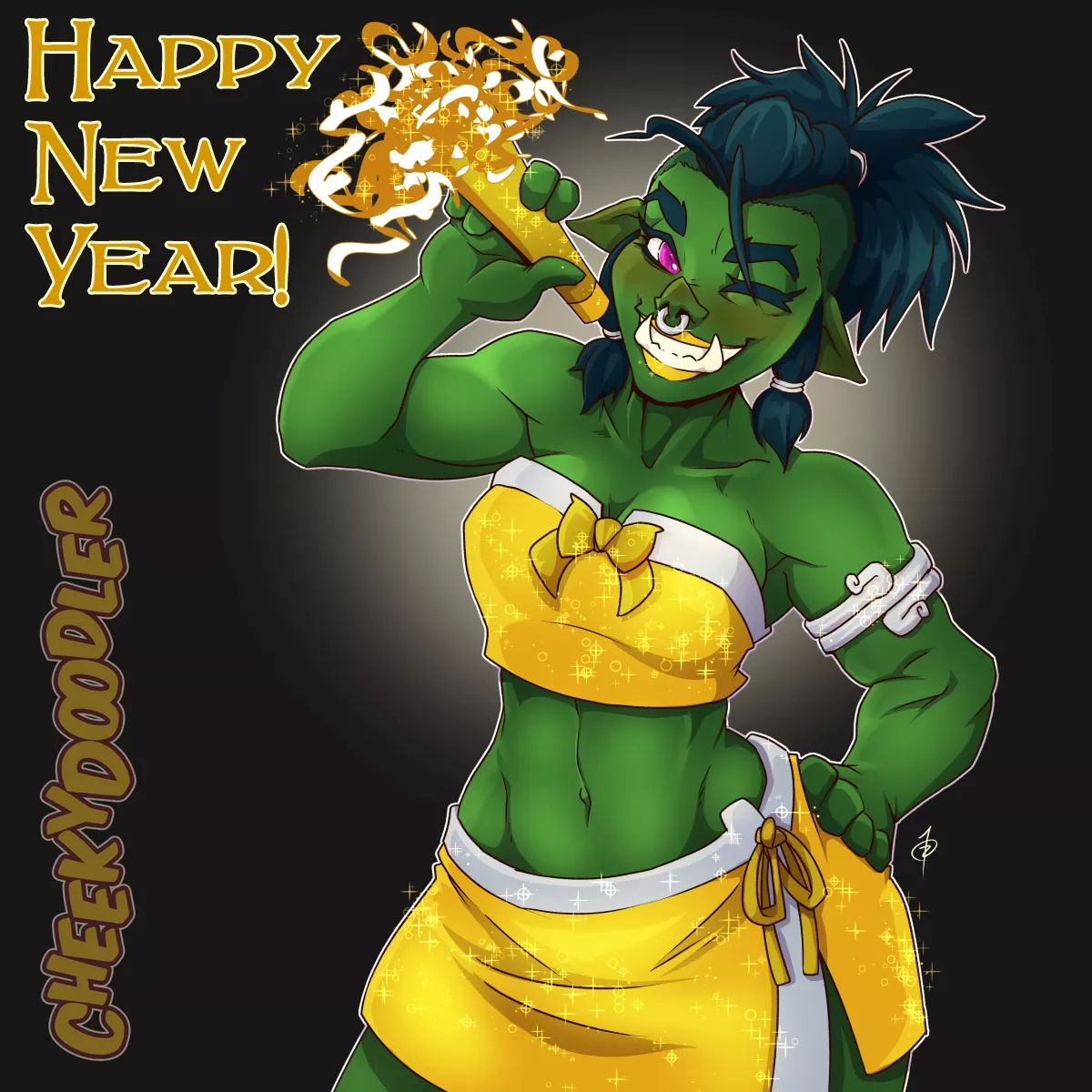 Orc Babe Ready to Party! (by CheekyDoodler) posted by CheekyDoodler