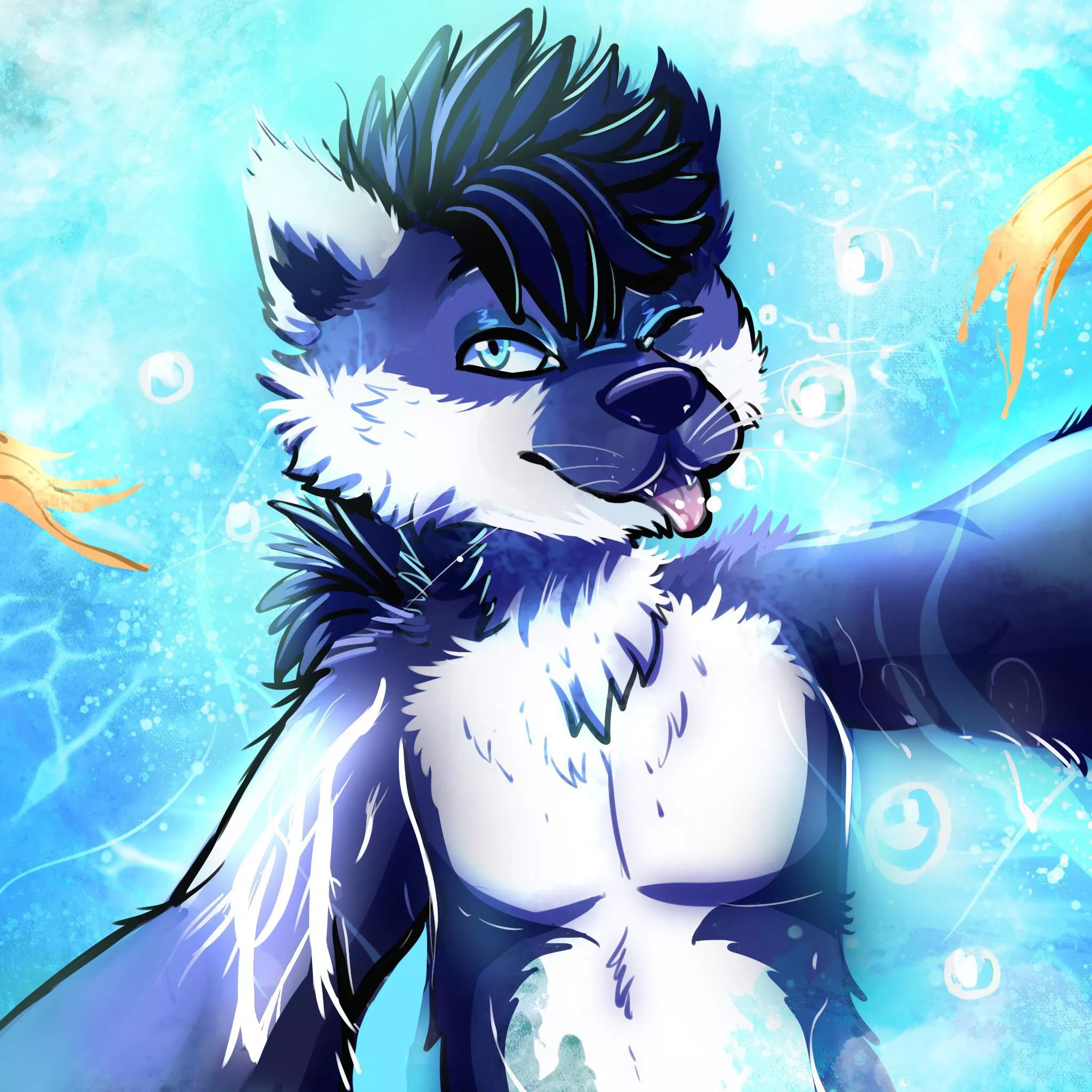 Otter in water! (Art by me ribbonfemale) :3 posted by kittycatqt