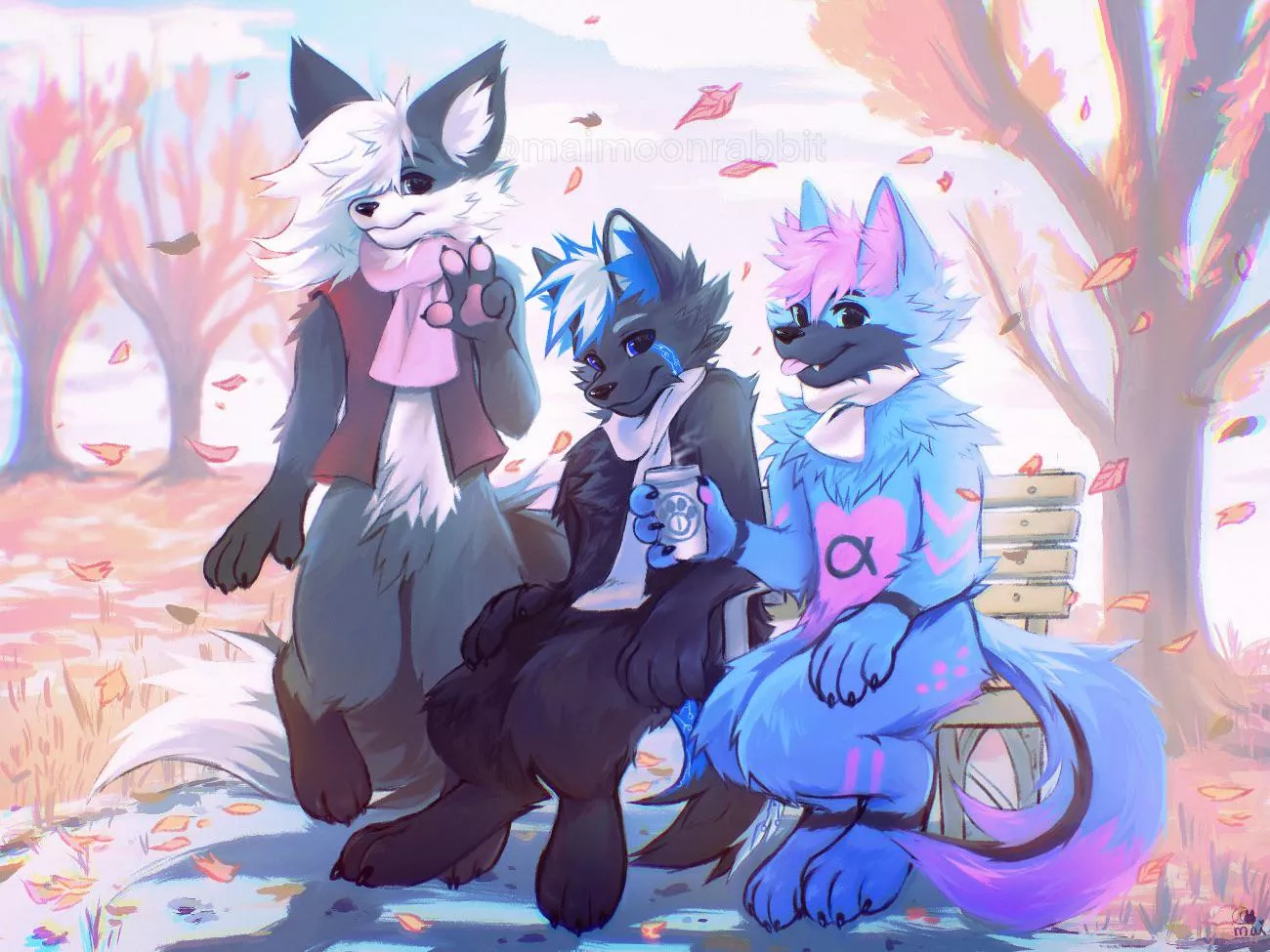 Our days together in the fall~ (OC art @maimoonrabbit) posted by maimairabbit