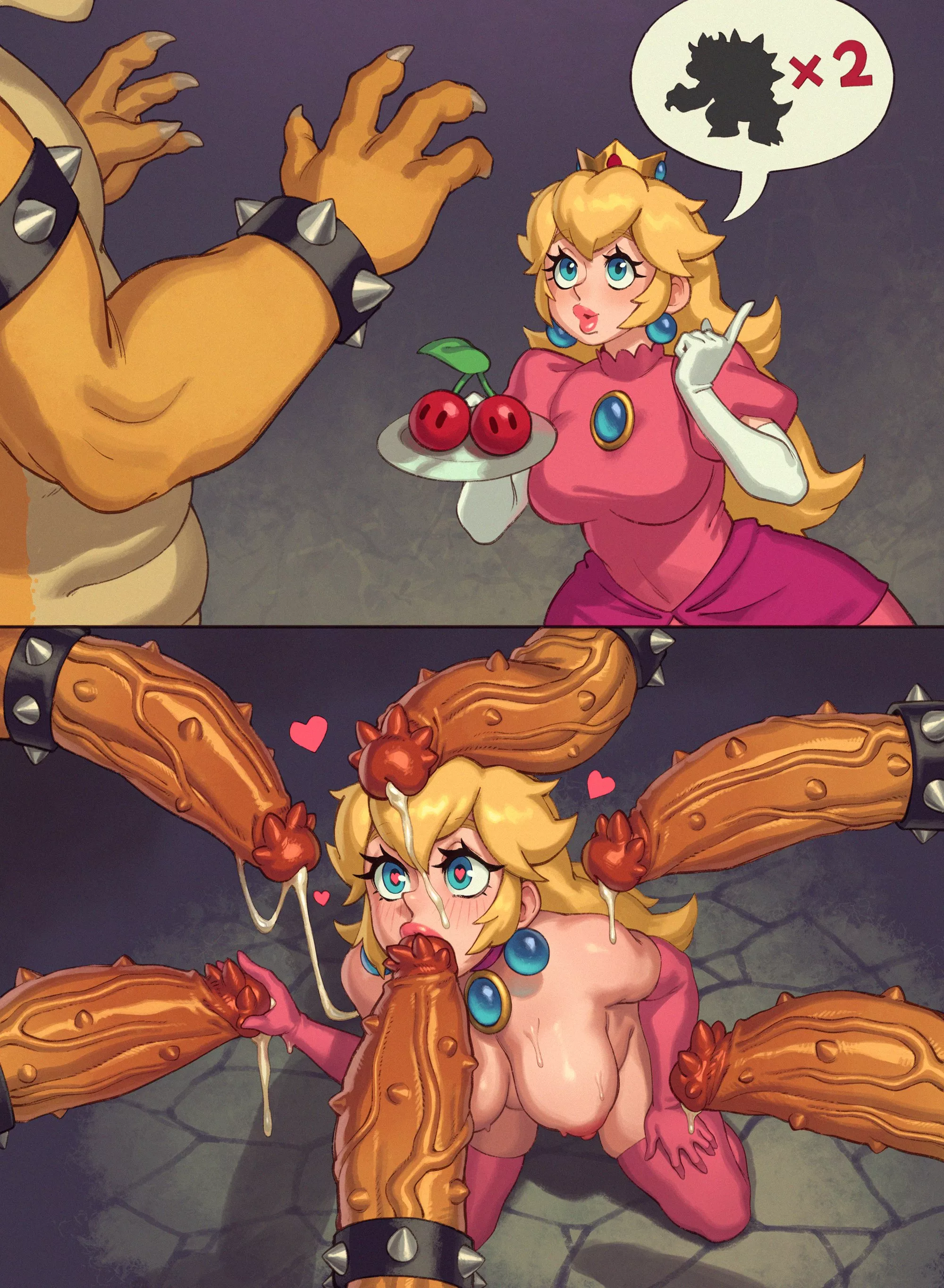 Peach Bowser Blowbang (Rizdraws) posted by PenisAltAccount