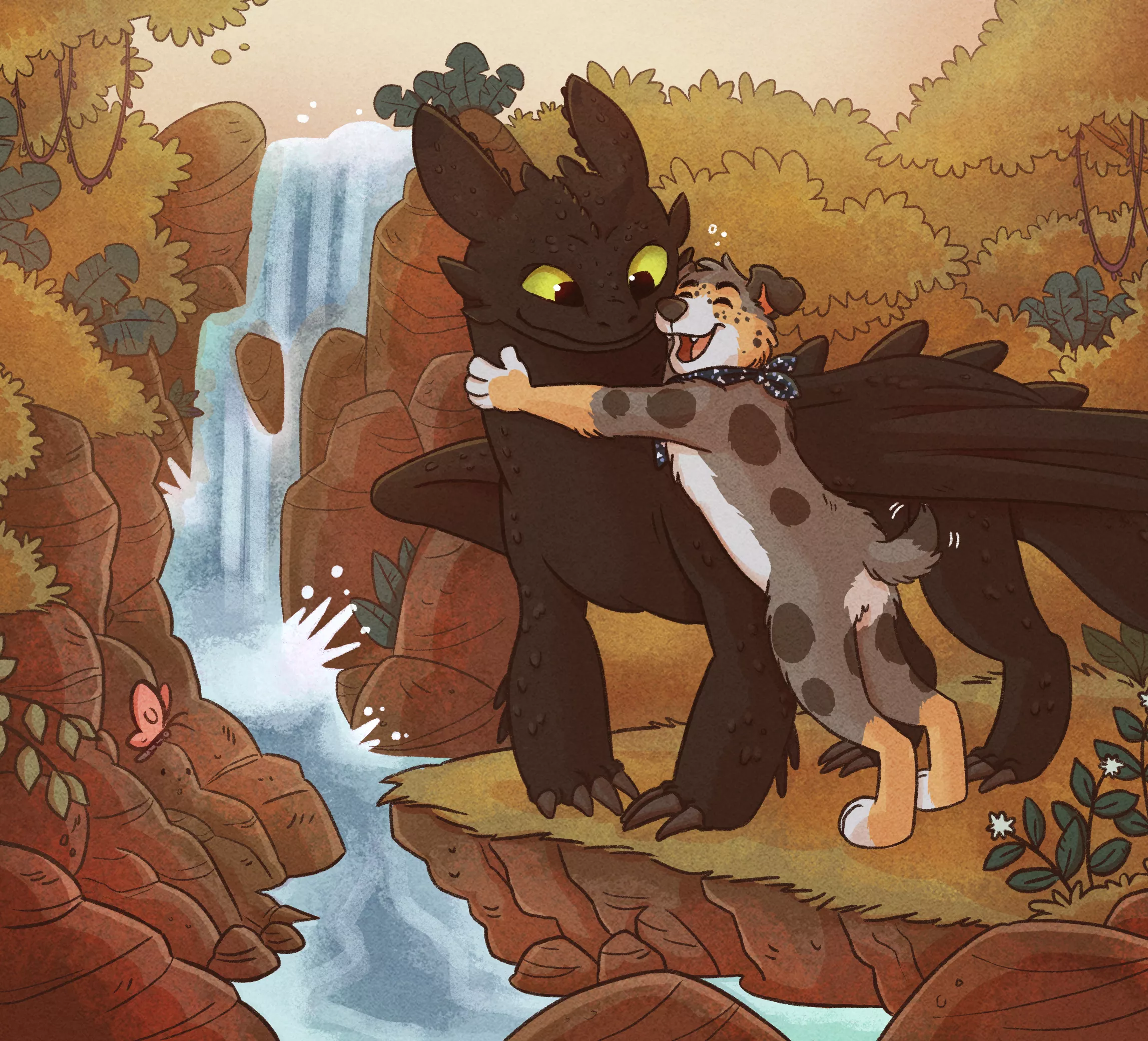 People are getting very creative with their commission requests, I like that (I just love drawing Toothless!) // Commission for u/Ferox_Animus posted by _capycorn