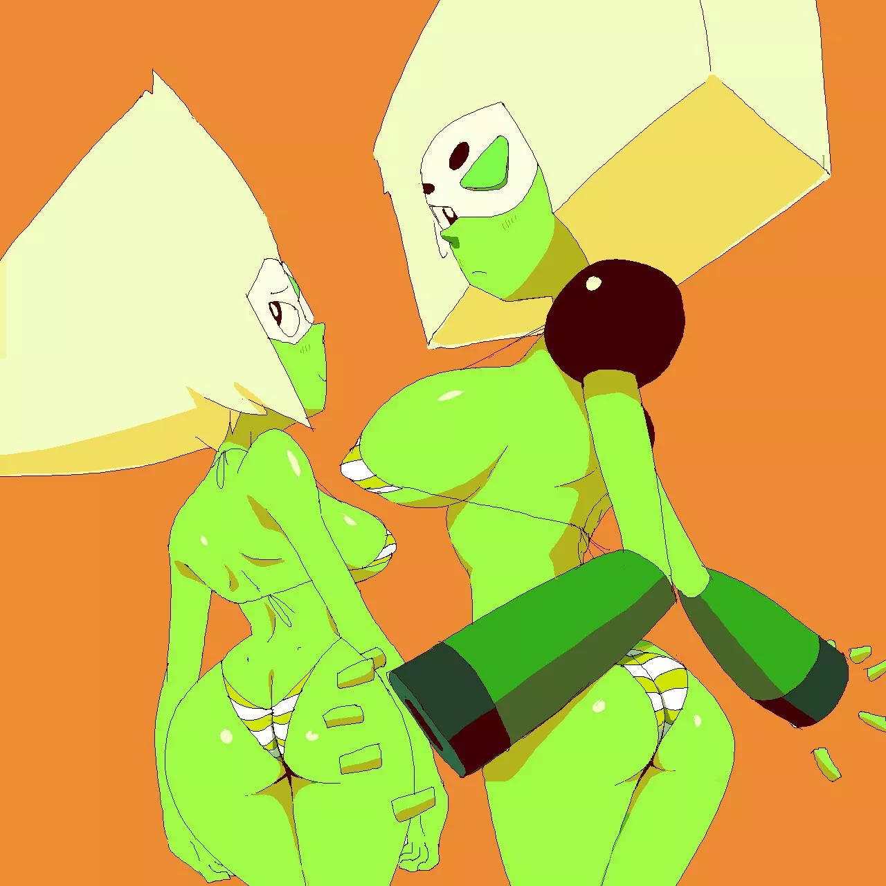 Peridot and Squaridot in bikinis (art by yev_san) posted by renegade_zibit