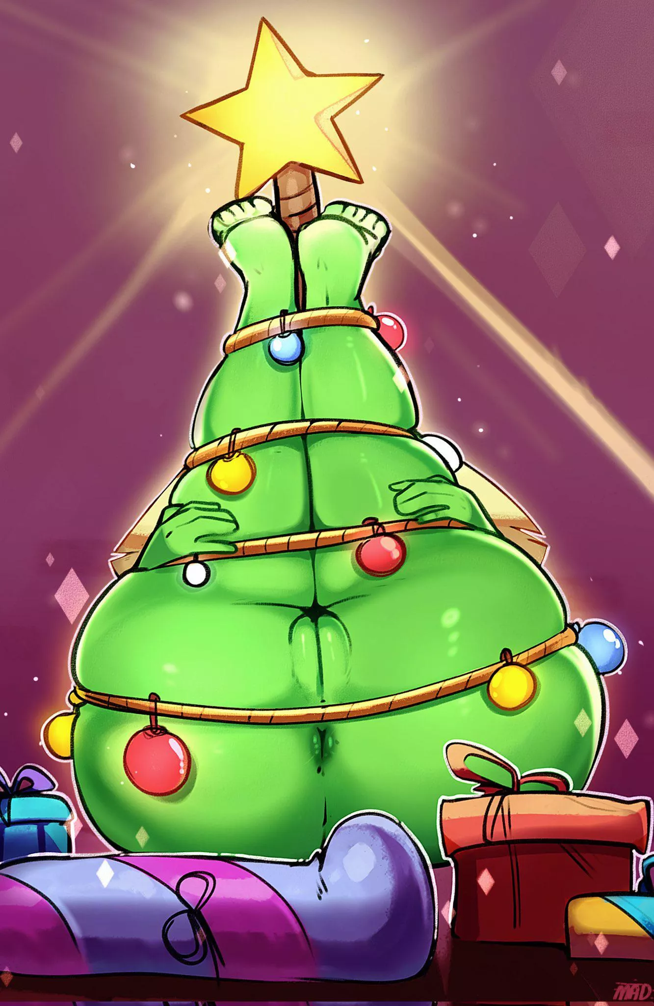 Peridot plays the role of a Christmas tree (art by Mad) posted by renegade_zibit