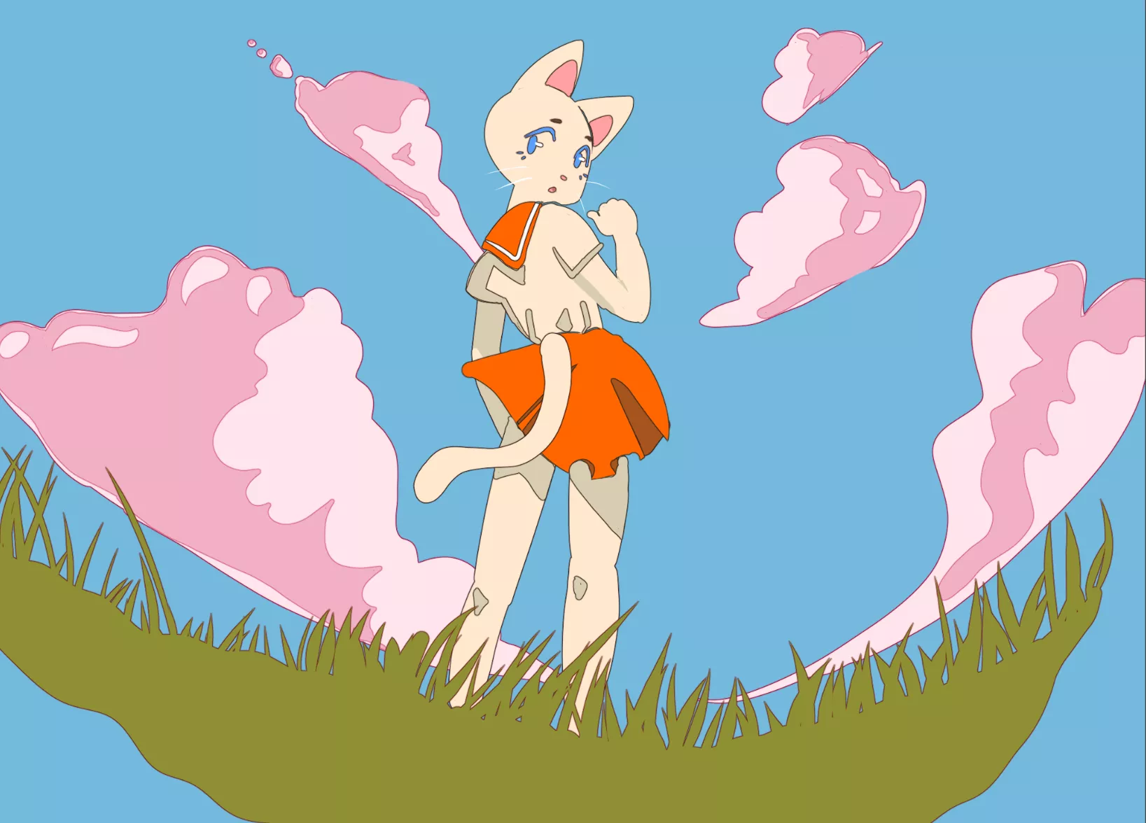 Pink clouds (Art by me) posted by CosmoCalicoArt