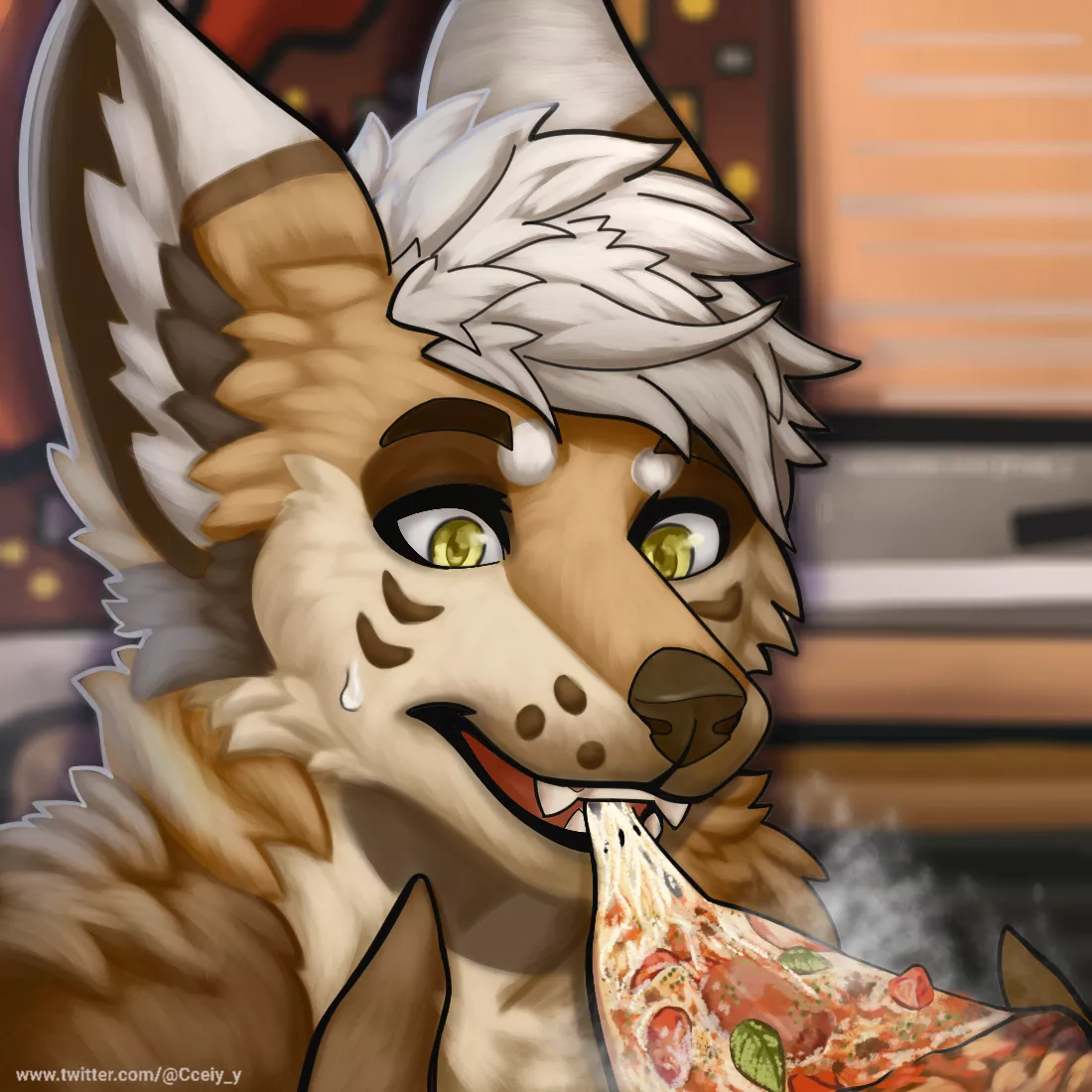 Pizza time 🍕🍃 - New artwork comission - art by me on Twitter(@Cceiy_y) posted by aslley_