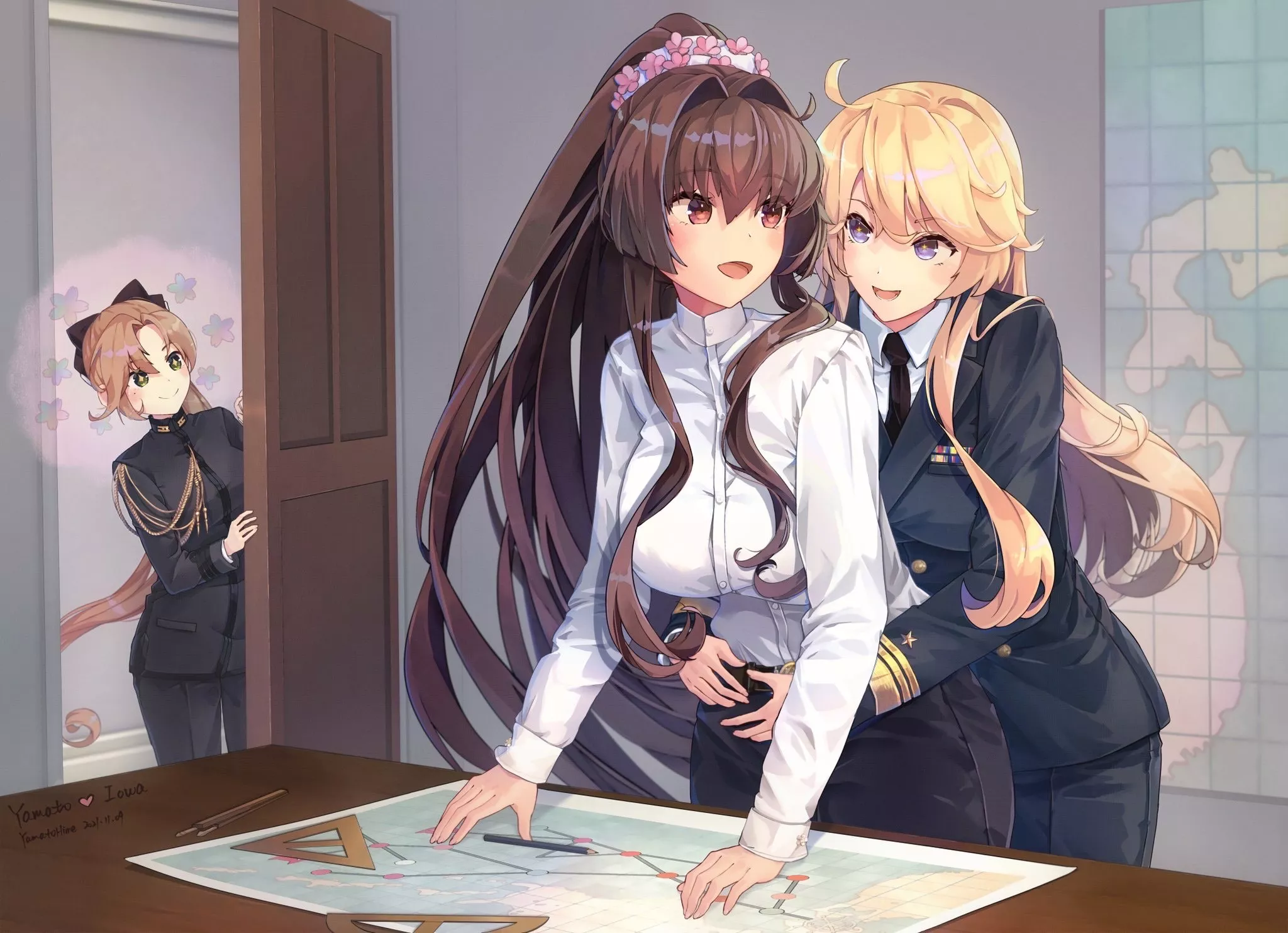 Playing around in the planning room (HimeYamato) [KanColle] posted by llamanatee