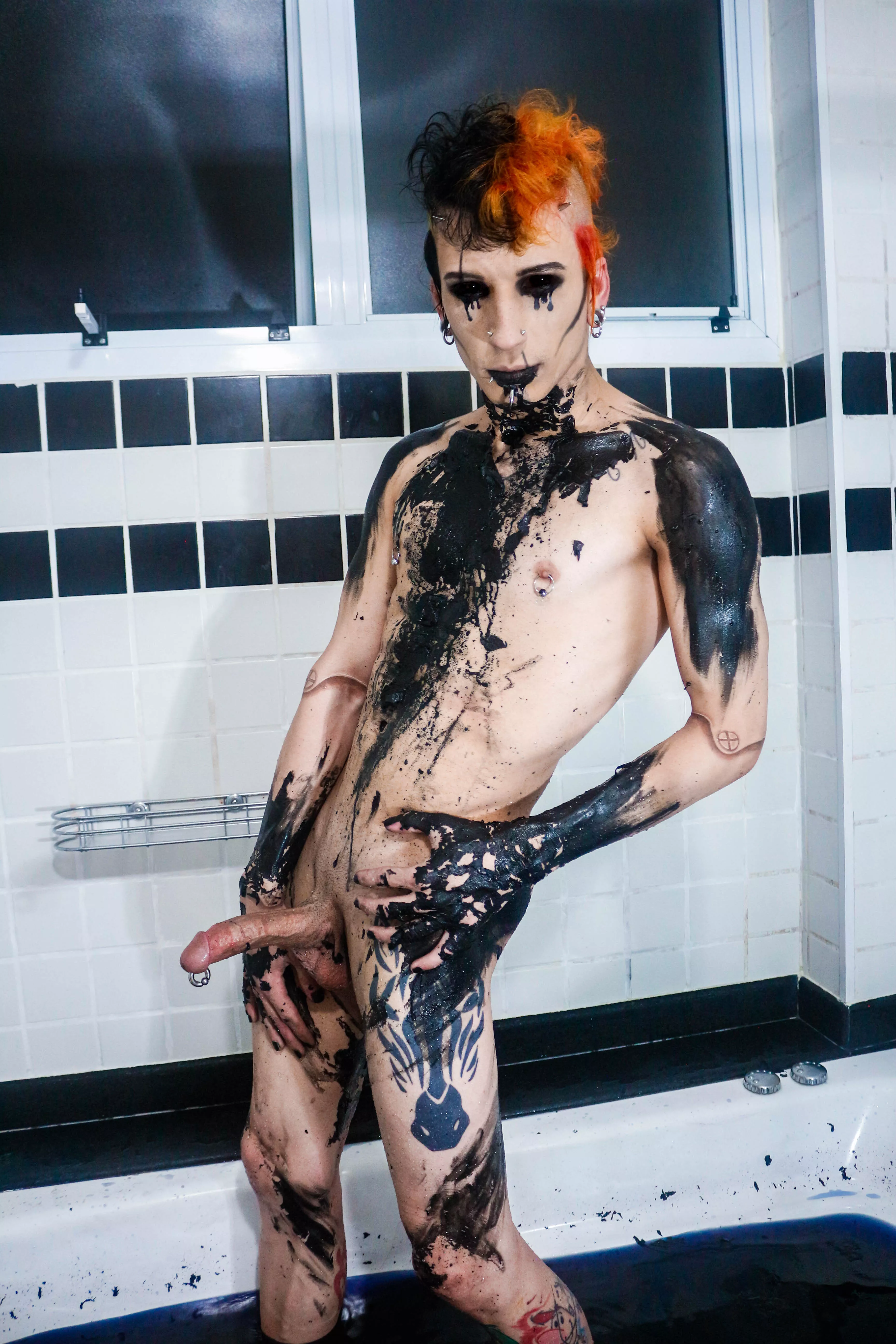 Playing with liquid latex on the bathtub this time posted by DemonSpike18