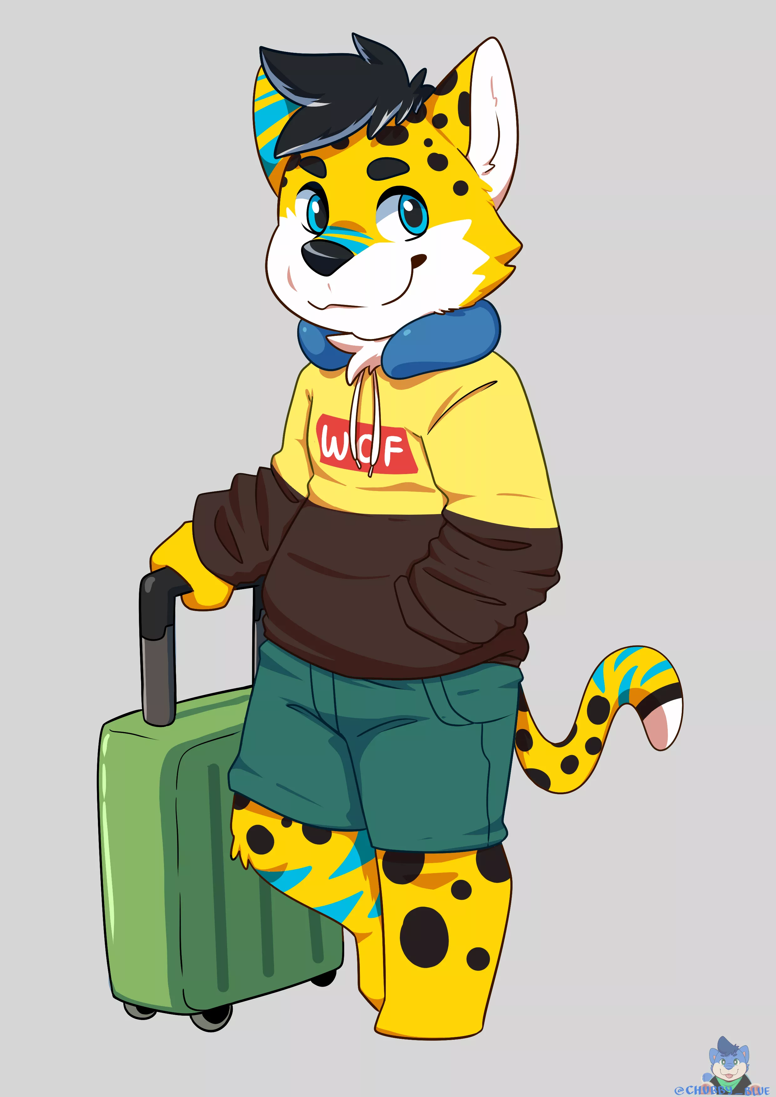 Post-pandemic and ready to travel :P (Art by @chubby_blue on Twitter) posted by TheKamoteFurry