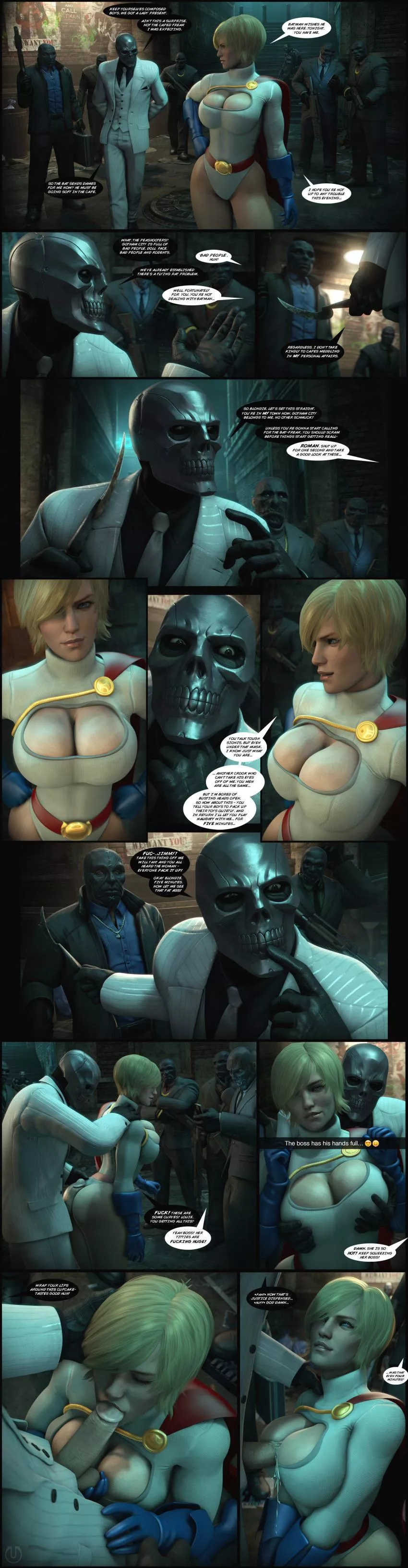 Power Girl uses her assets to stop Roman and his gang [DC] (Urbanator) posted by uptomischief27