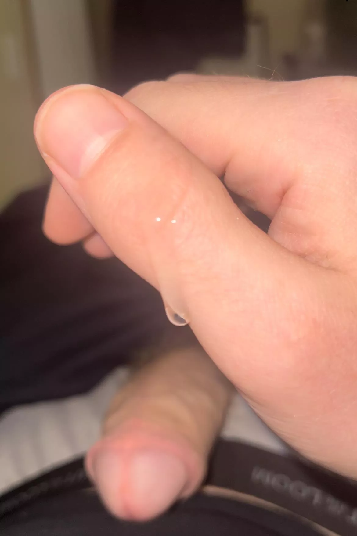 Precum running down my thumb ðŸ˜œ posted by blueballs214