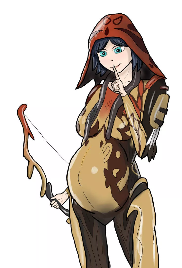 Pregnant Ivara - Warframe - by me posted by Burner_Birb