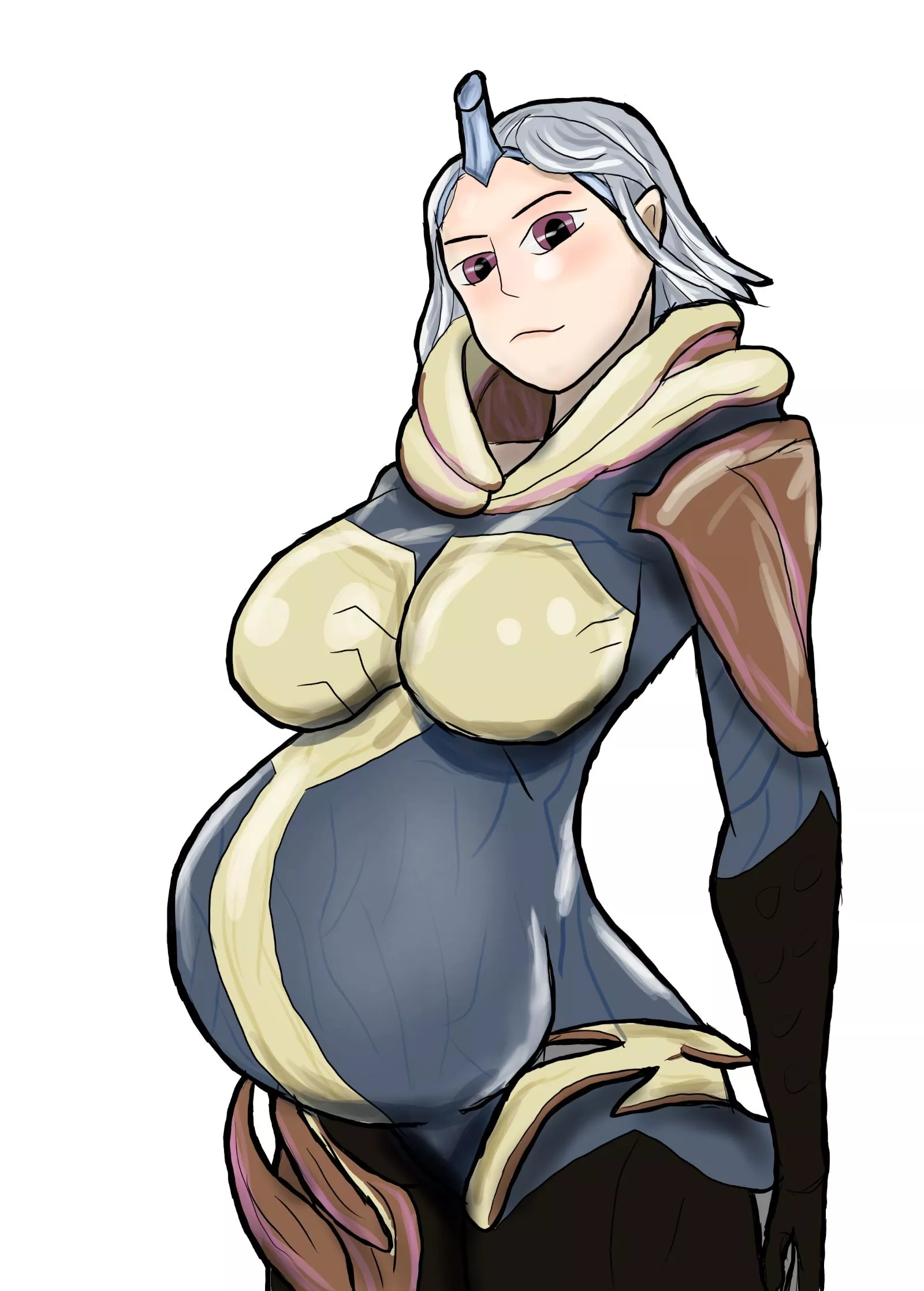 Pregnant Saryn - Warframe - Art by me posted by Burner_Birb