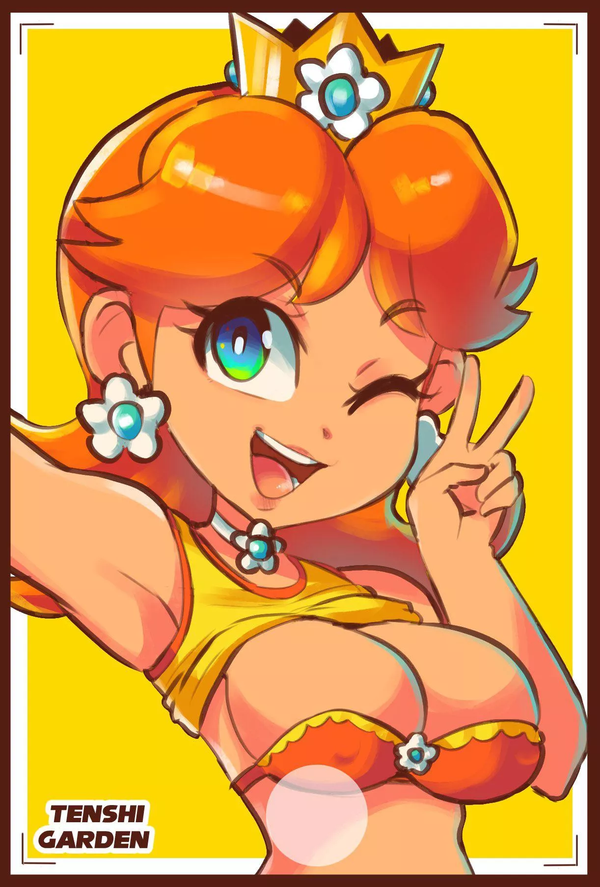 Princess Daisy taking a picture (TenshiGarden) [Super Mario Bros.] posted by organizeit2