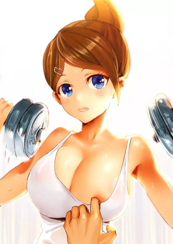 Pulling Asahinaâ€™s shirt down while she works out posted by VampireQueenDespair