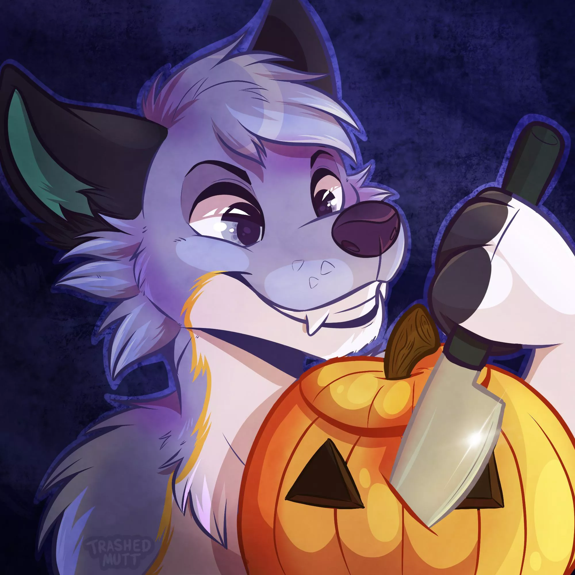 Pumpkin Carving 🔪🎃 (art by me - trashedmutt on Twitter) posted by trash-mutt