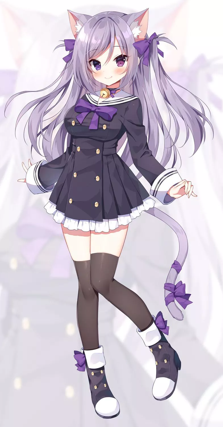 Purple-haired catgirl posted by Arcaeca