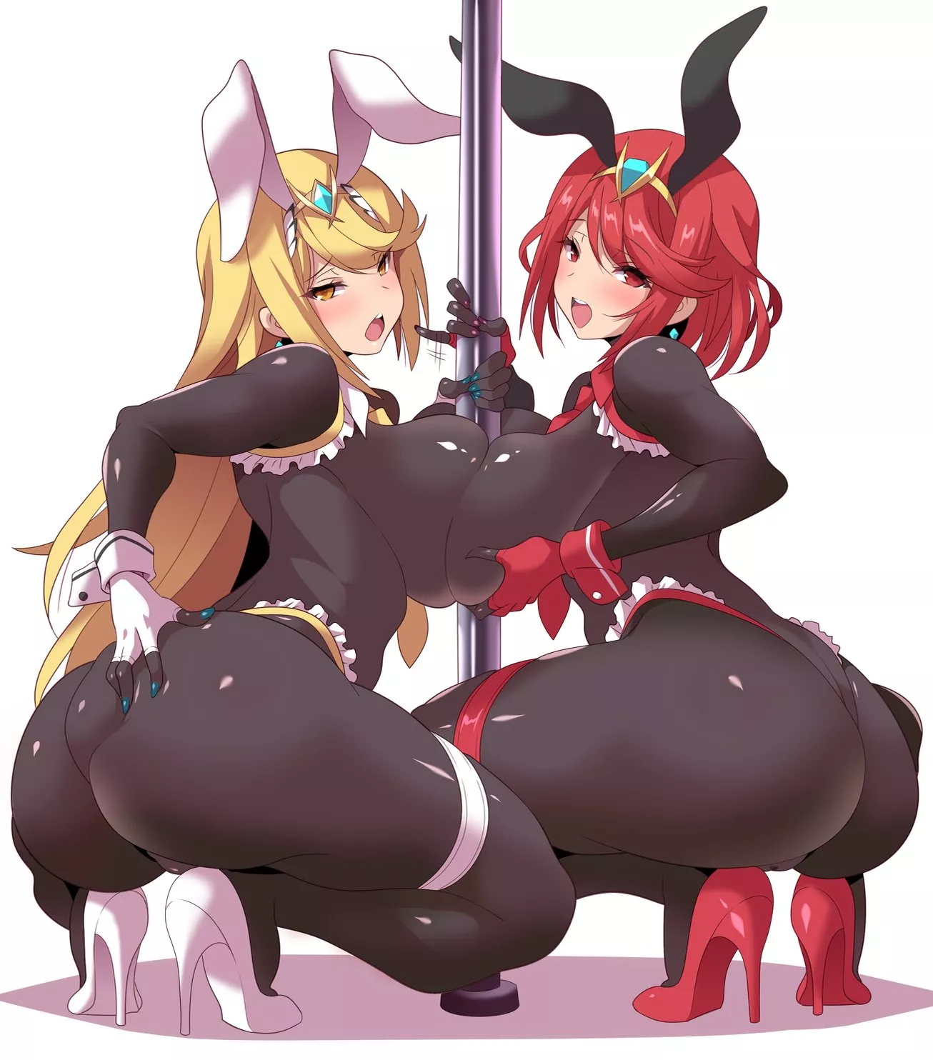 Pyra And Mythra Shiny Bunny Girl Strippers (Konno Tohiro) [Xenoblade] posted by sequence_string