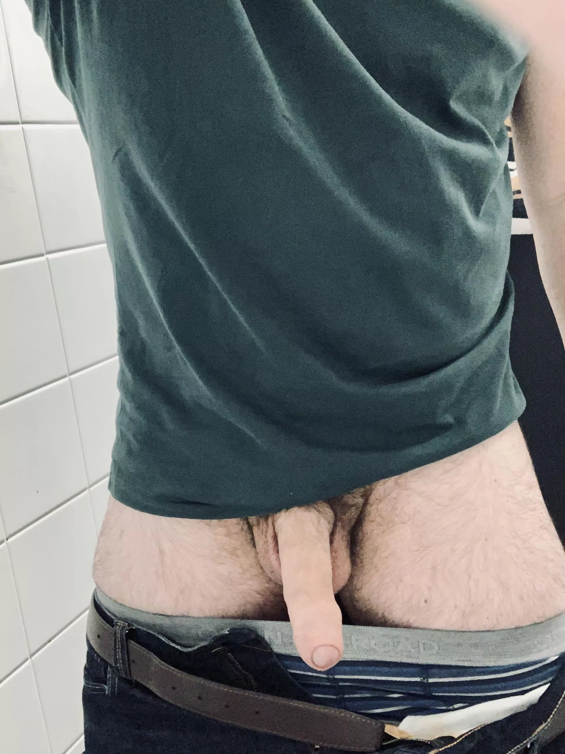 Quick bathroom pic. My girlfriend has no idea I am wanting to find a dominant guy on here to collar and train me (31) posted by HuskyRSA1