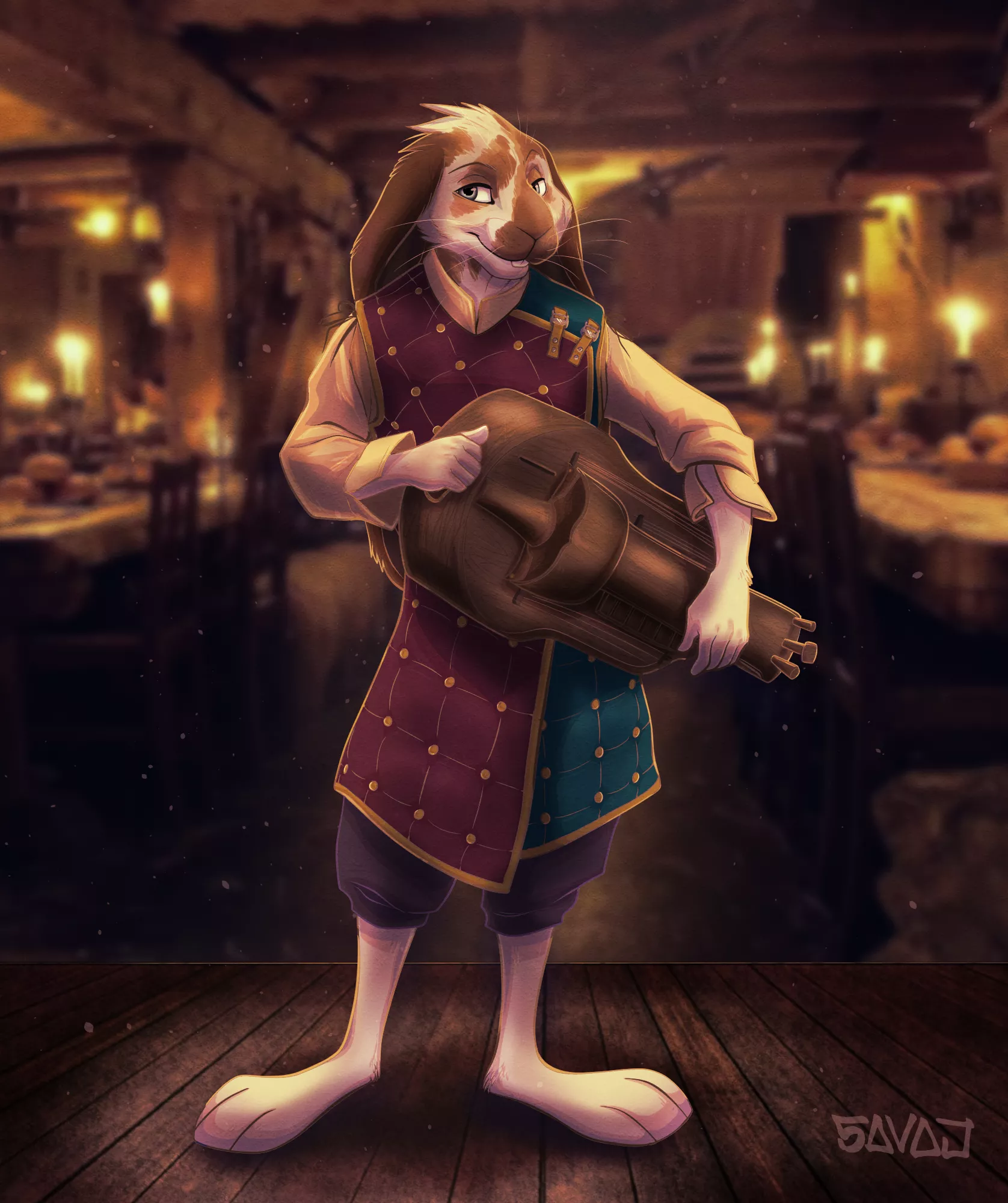 Rabbitfolk Bard (D&D art by @SavajBunny) posted by SavajBunny