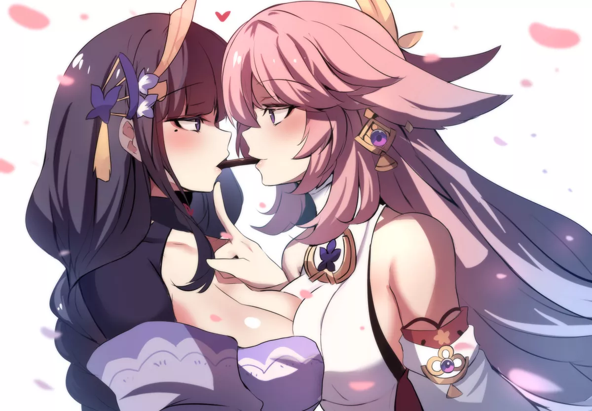 Raiden and Yae sharing chocolate [Genshin Impact] posted by ChristianBonifacio1