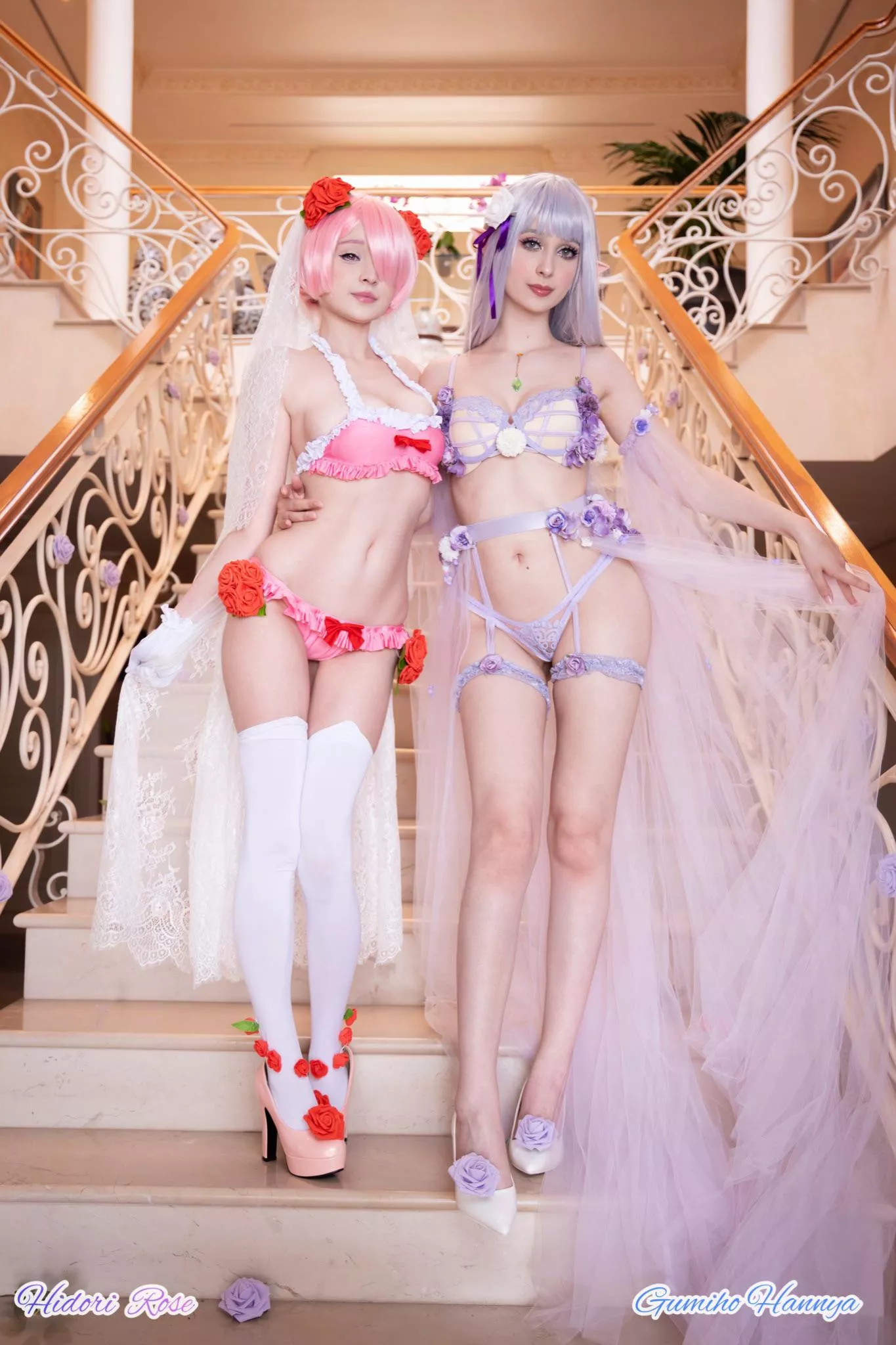 Ram and Emilia from Re:Zero welcome you like this - Hidori Rose and Gumiho Hannya cosplay posted by Hidori_Rose