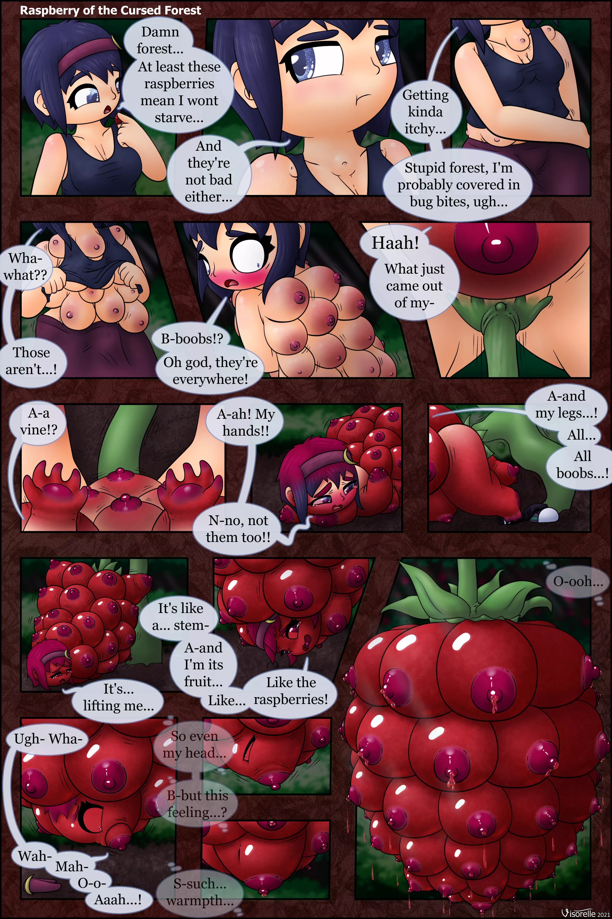 Raspberry of the Cursed Forest (Unwilling; Inanimate; Cluster; Multibreast; Lactation; F Human -> Raspberry) [Comm] posted by Visorelle